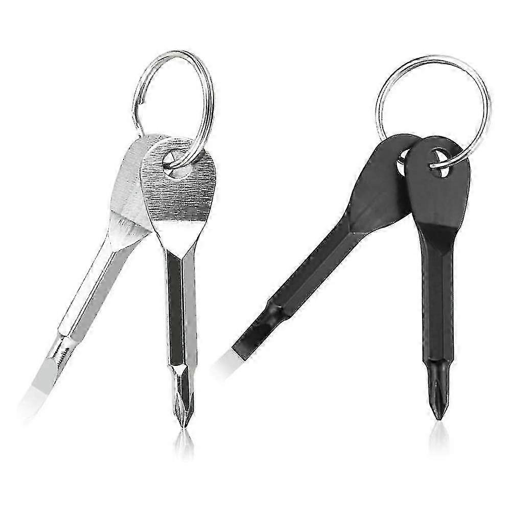 AURA 2 Pack Mini Portable Screwdriver For Keychain Multi-Function Pocket Screwdriver Flat Head And Phillips Screwdriver Survival Tool With Keychain