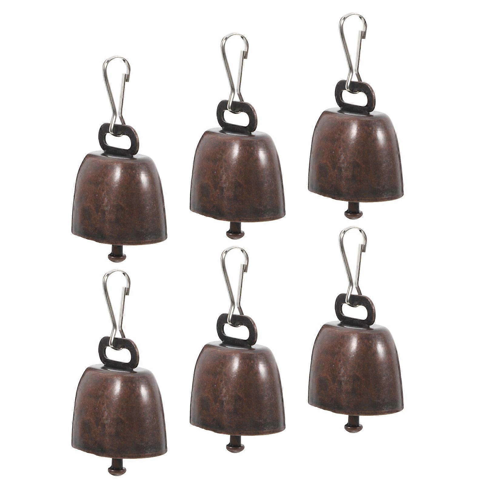 6pcs Grazing Bells for Cow Horse Sheep Small Cattle Goat Farm Loud Bronze Bells Long Distance Iron Bells for DIY