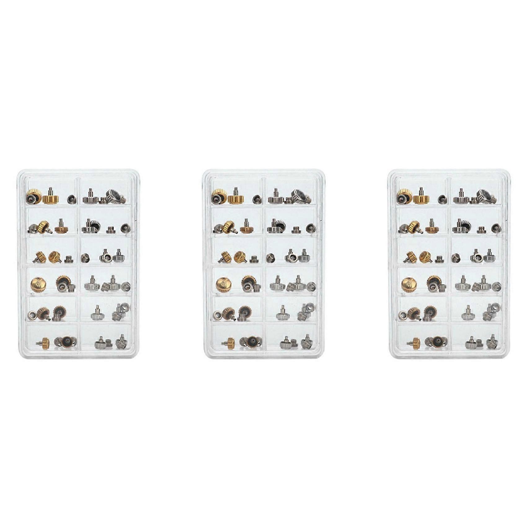 144PCS Watch Crowns Watch Waterproof Replacement Assorted Repair Tools with Box