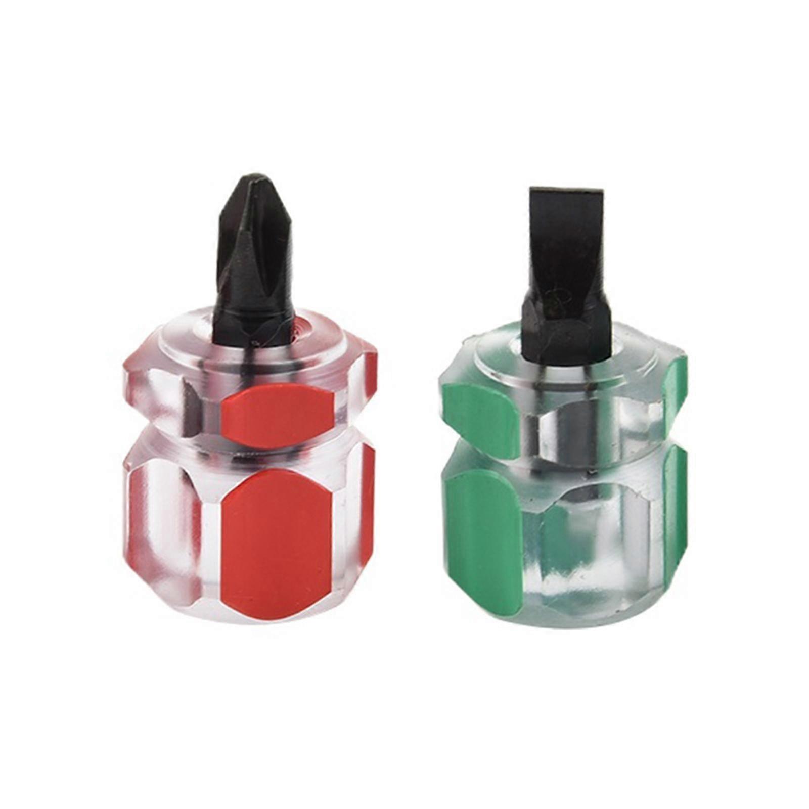 2x Small Stubby Flat Head Cross Head Screw Driver Screwdriver Repair Tools New