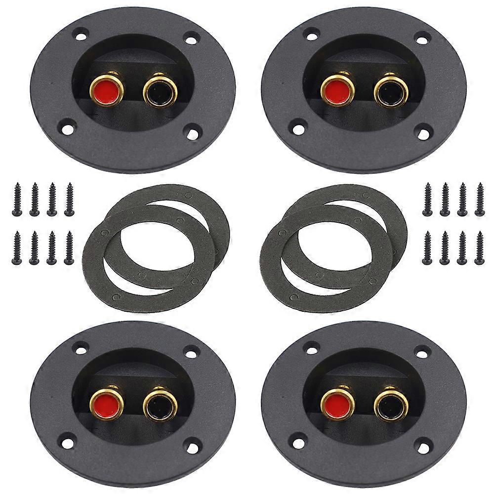 4pcs Round Speaker Terminal Cups with Spring Loaded Connectors and Screw Mount for Easy Installation Universal Binding Posts for Car, Ship, Home