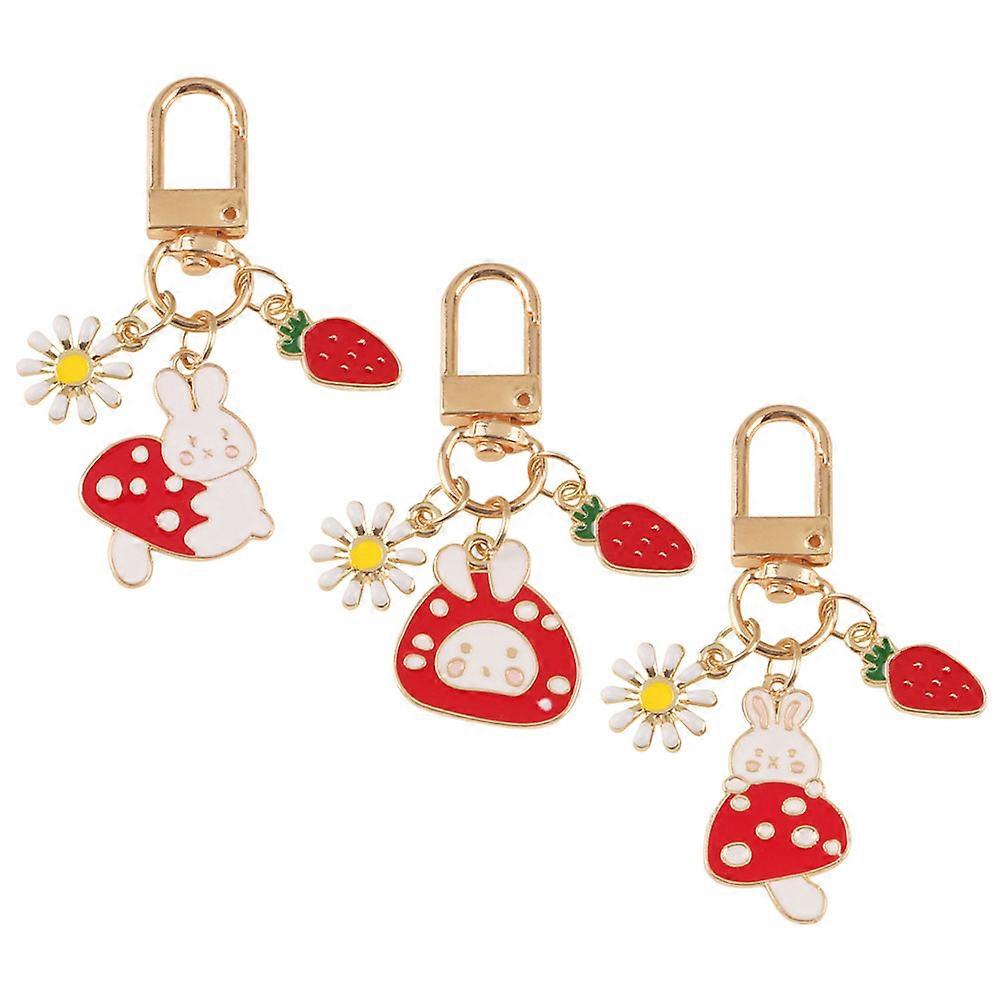 Cartoon Key Chain Adorable Rabbit Metal For Bag Special Days 3Set