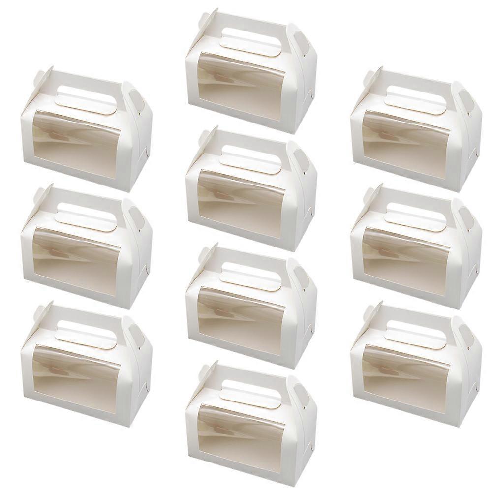 10 Pcs Toast Packaging Boxes Portable Bread Boxes Handheld Baking Food Boxes