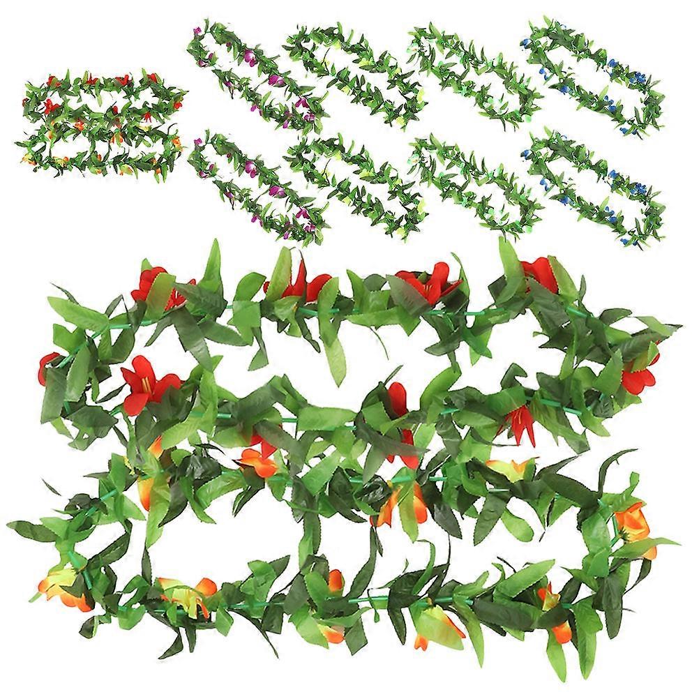 12pcs Hawaiian Leis Necklaces Tropical Flower Garland for Luau Parties Beach Celebrations Hawaii Theme Events Safe Materials All Ages