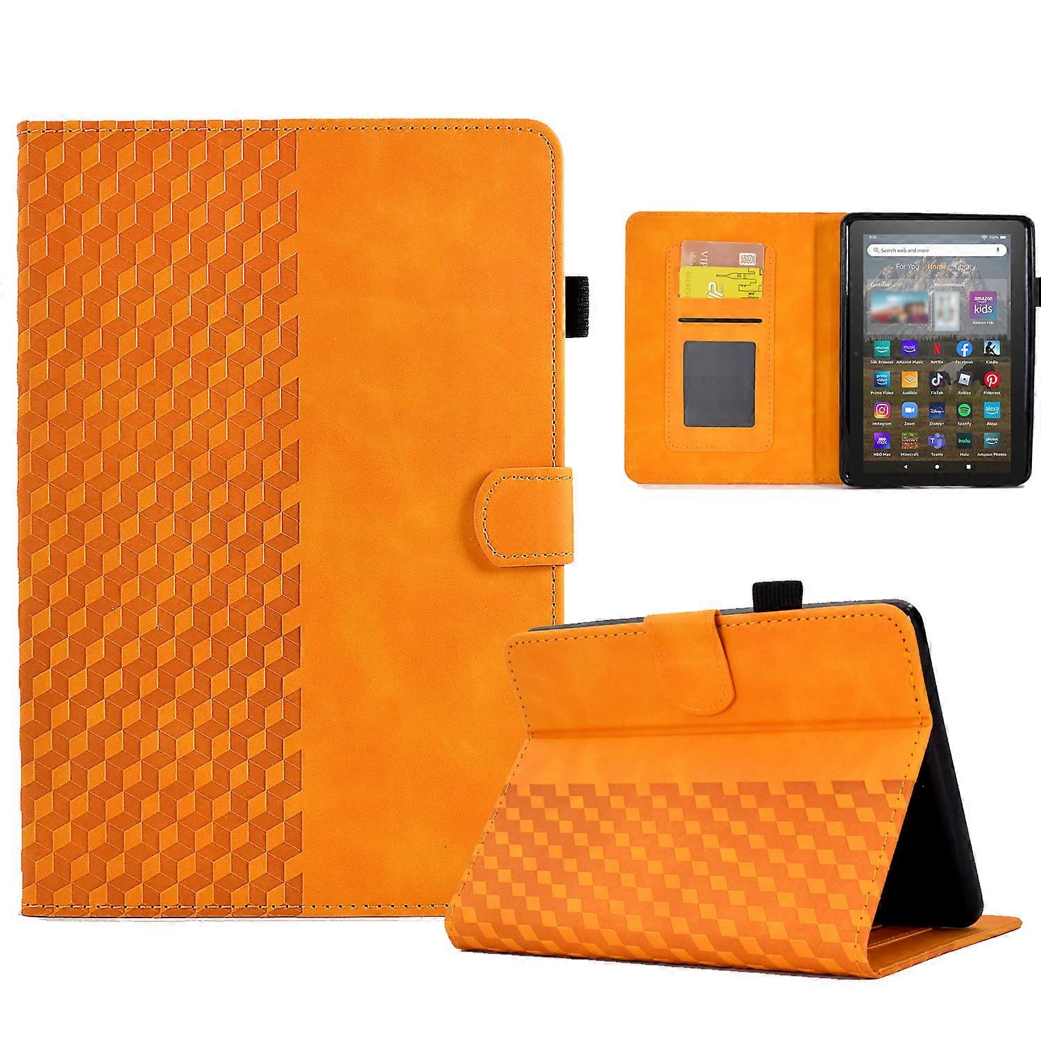 بالنسبة إلى Amazon Kindle Youth Edition 2022 PU جلد قابل للطي غطاء حامل نمط حامل بطاقة مطبوع غلاف لوحي مع استيقاظ تلقائي للنوم كاكي