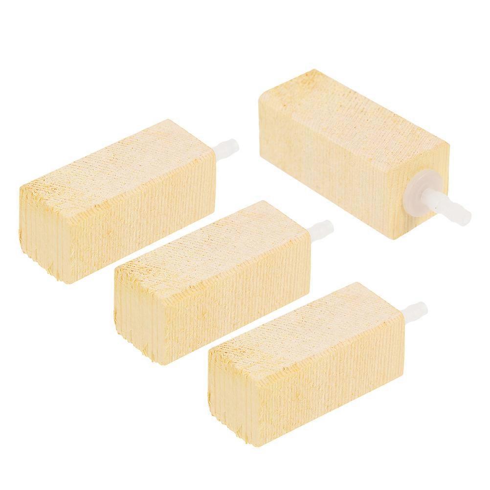 Airstones For Aquarium Wooden Bubble Maker For Fish Enthusiasts Versatile Application 6.50X2.30X2.20CM 4Pcs
