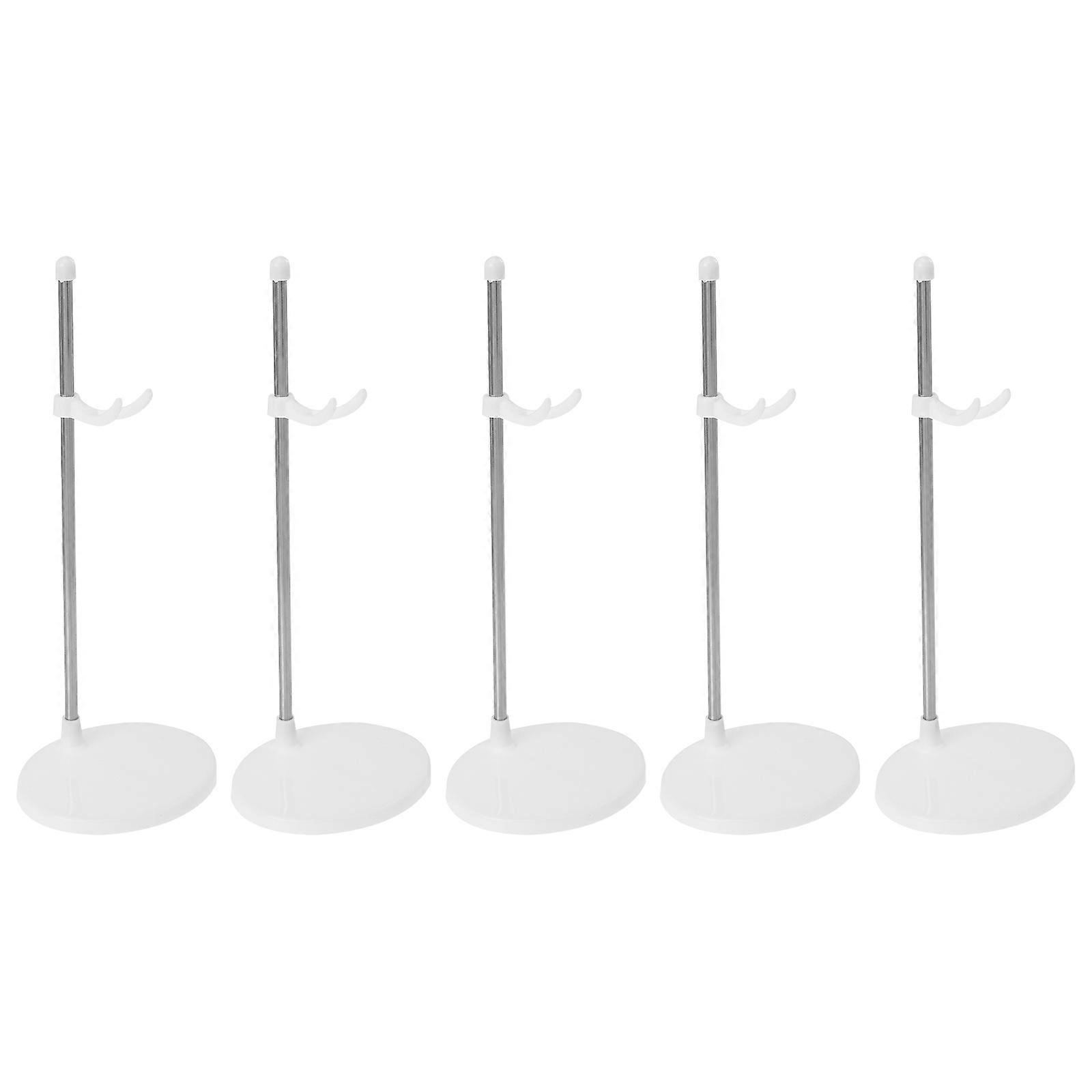 White Plastic Doll Stands with Wide Base for Storage 5pcs 4.5 Inch