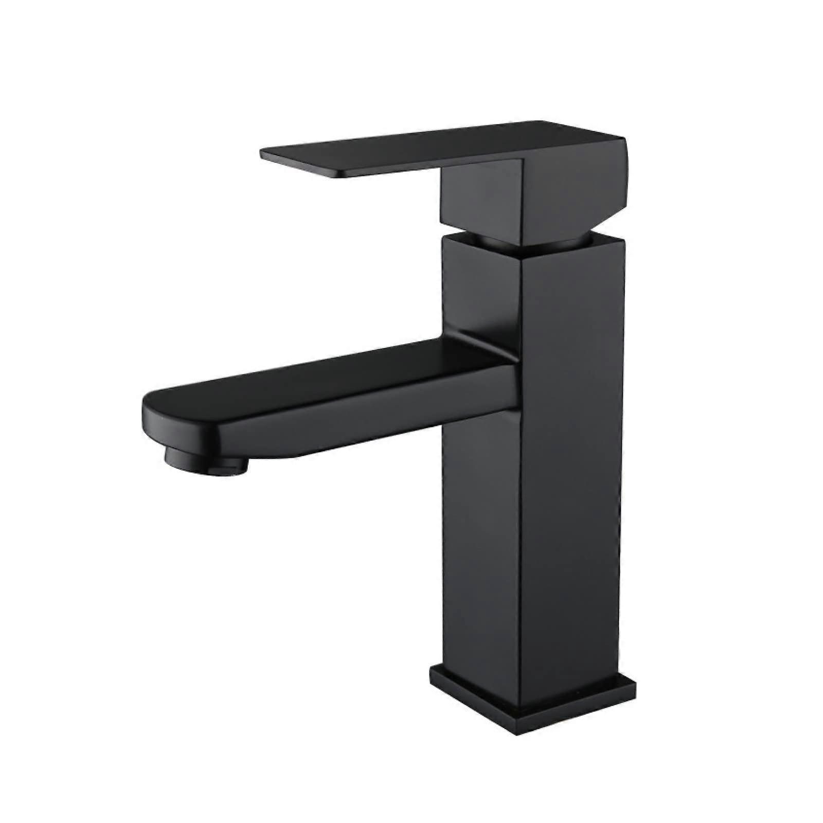Robinet d'eau chaude et froide monotrou en acier inoxydable noir pour lavabo