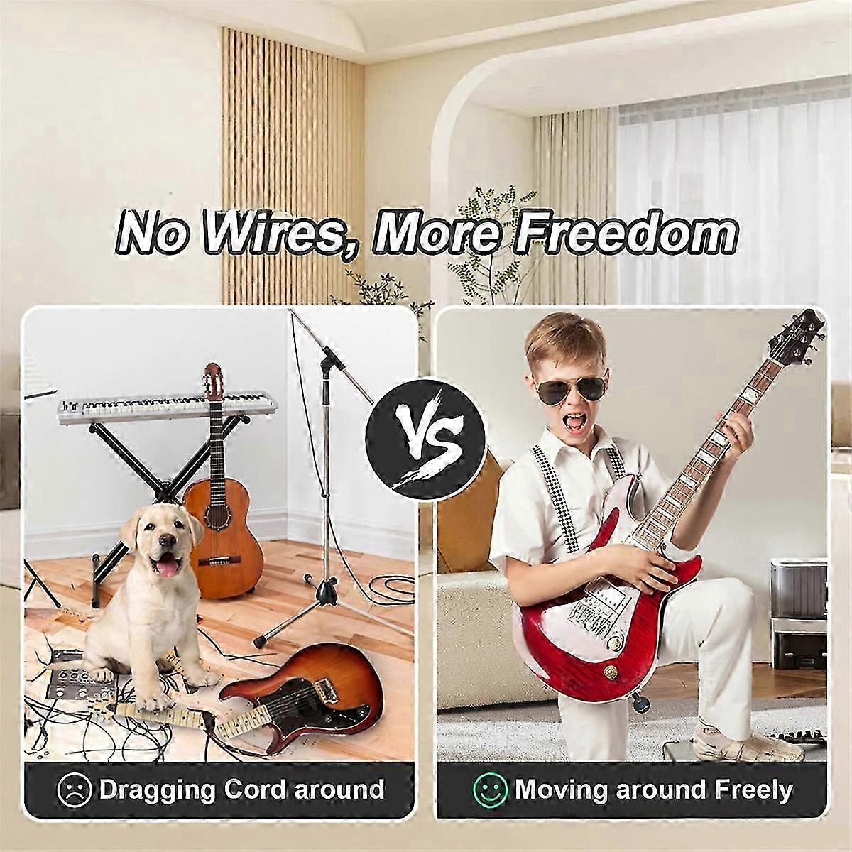 2-i-1 2,4 GHz Trådlöst Gitarrsystem 48KHz Ljud Trådlös Gitarr Sändare Mottagare Elektrisk Guita