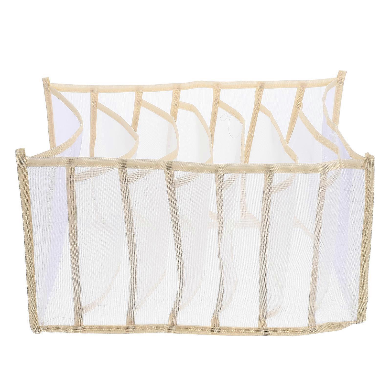 Trousers Box 2Pcs Foldable Storage Organizer For Home Organization Beige Nylon Material Multi-Compartment Design