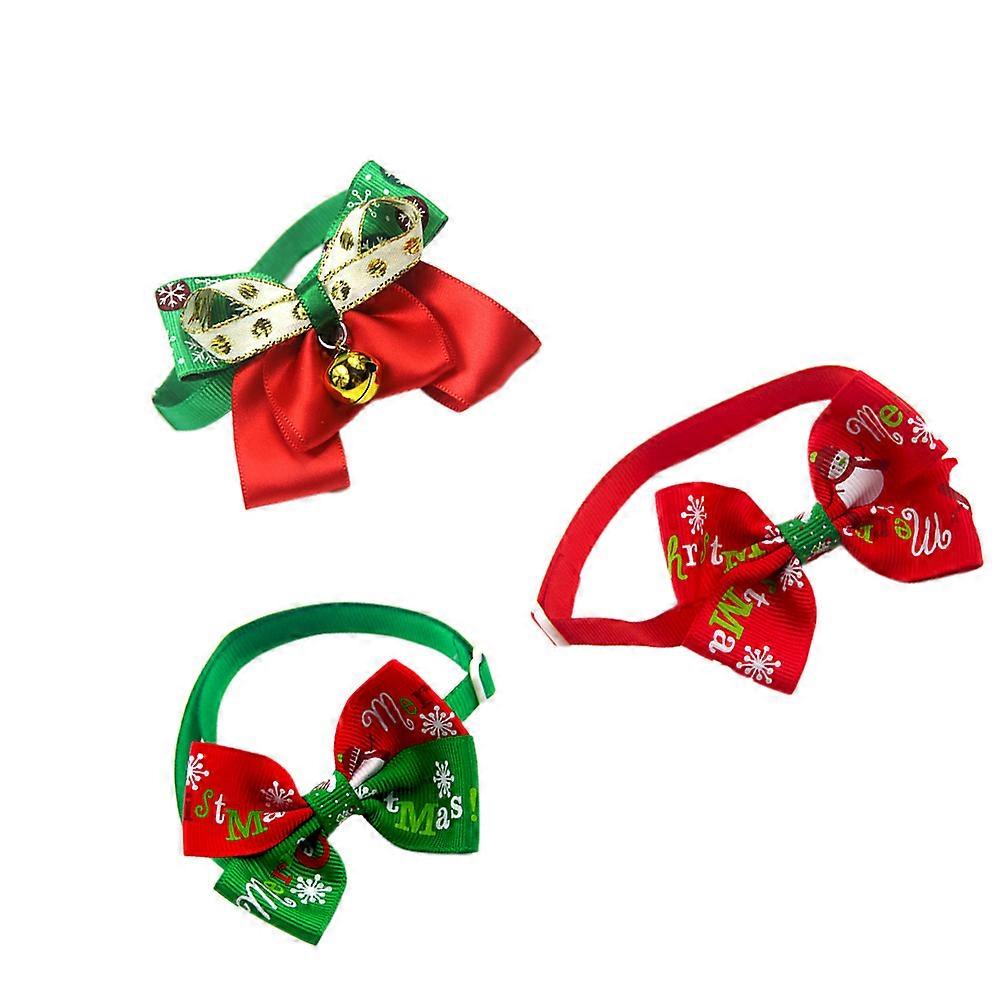 Random Style Pet Bow Tie for Dogs and Cats Adjustable Collar Great for Outdoor Activities Christmas 3Pack