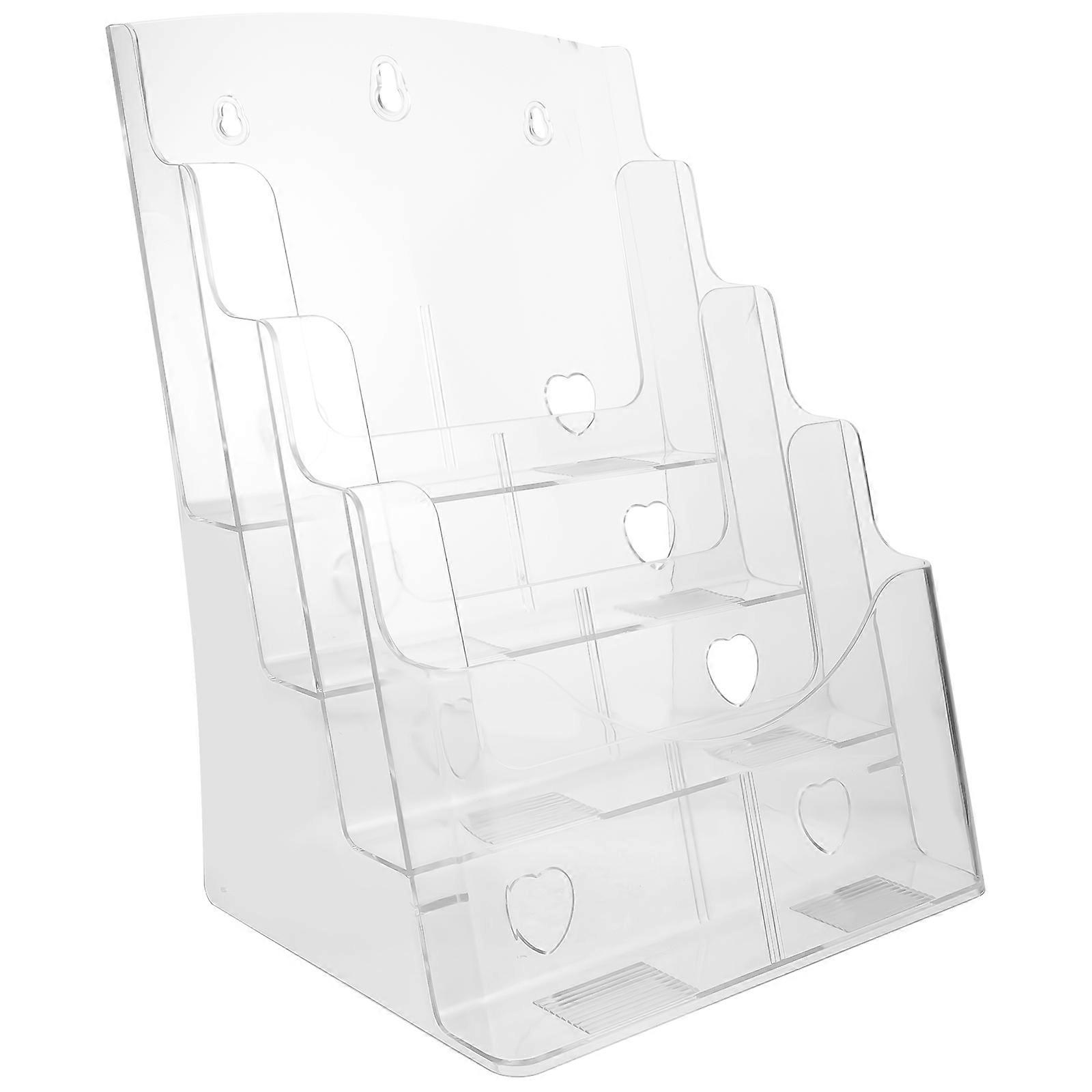 File Organizer Stand A4 Four-Layer Transparent Acrylic Desktop File Magazine Holder For Work Desk Organization 34.00X24.50X19.80CM 1Pack