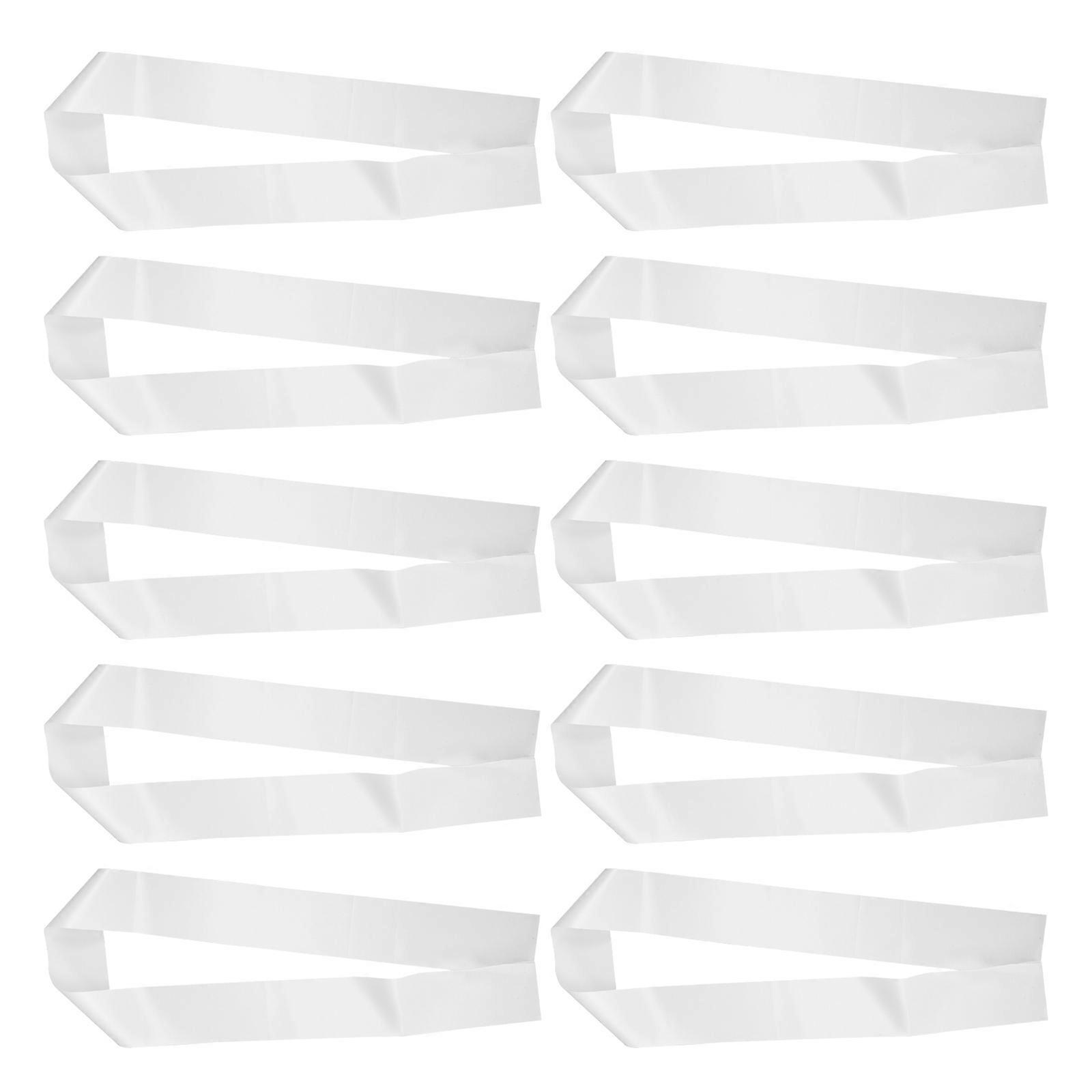 10pcs White DIY Plain Satin Sashes for Hen Party, Birthday, Shower, Retirement & Event Accessories – One Size Fits Most