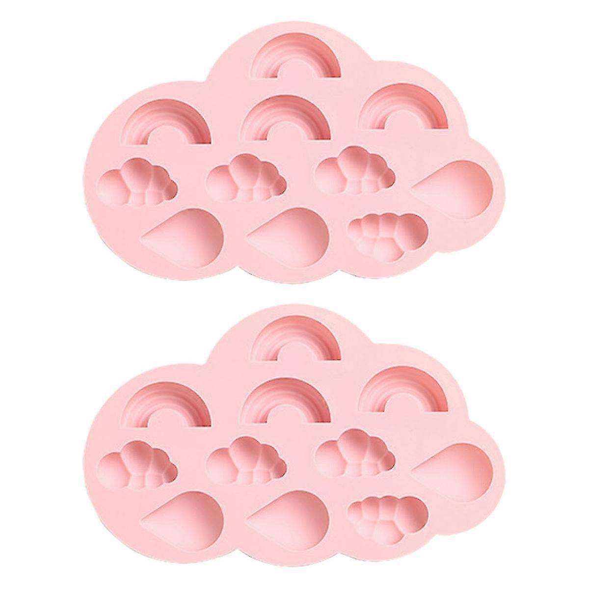 Rainbow Clouds & Raindrop Silicone Baking Molds - Versatile Molds for Cakes, Chocolates, Ice Cubes & Puddings