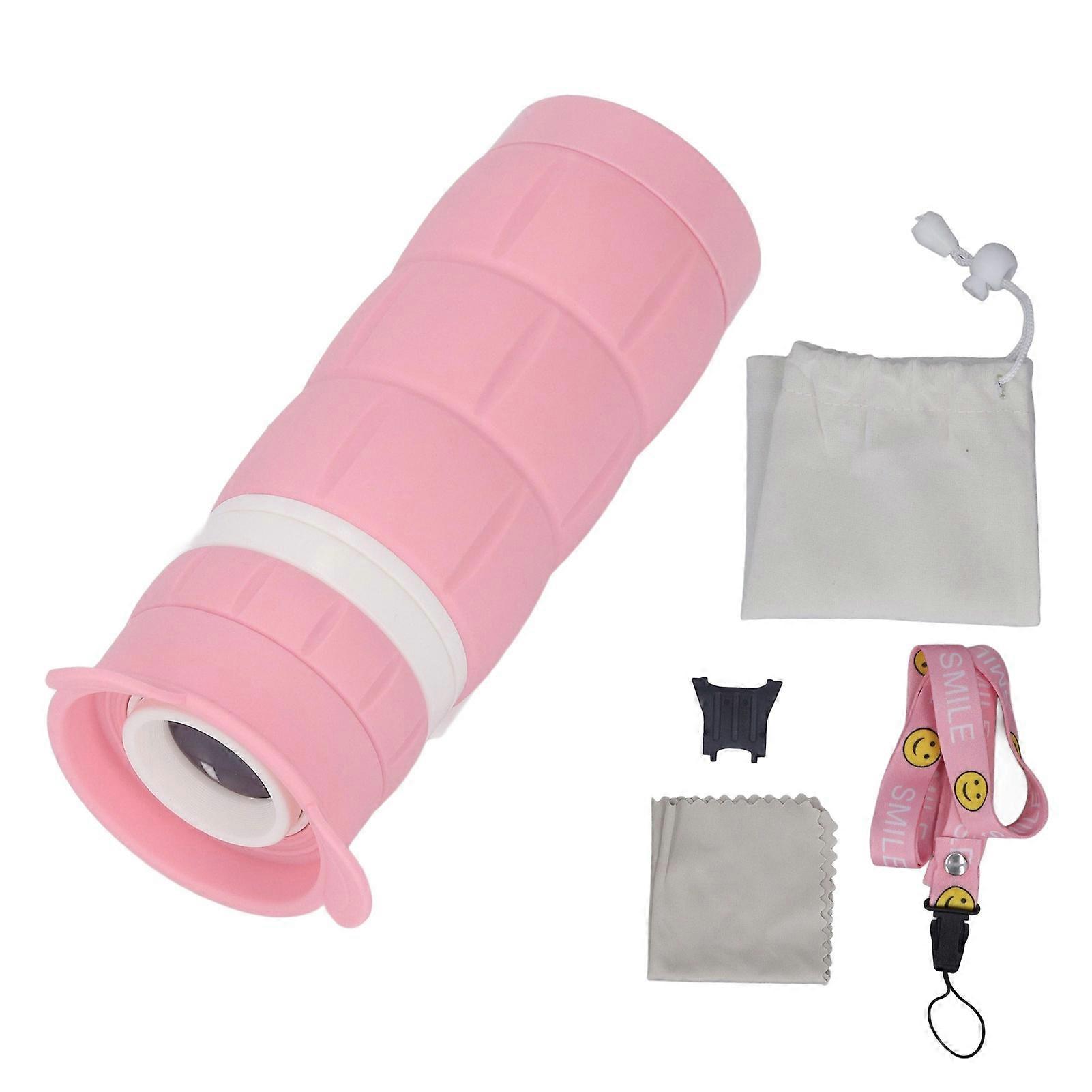 Kids Monocular Telescope High Magnification HD Low Light Lens Eye Protection Telescope Toy for Boys Girls Pink