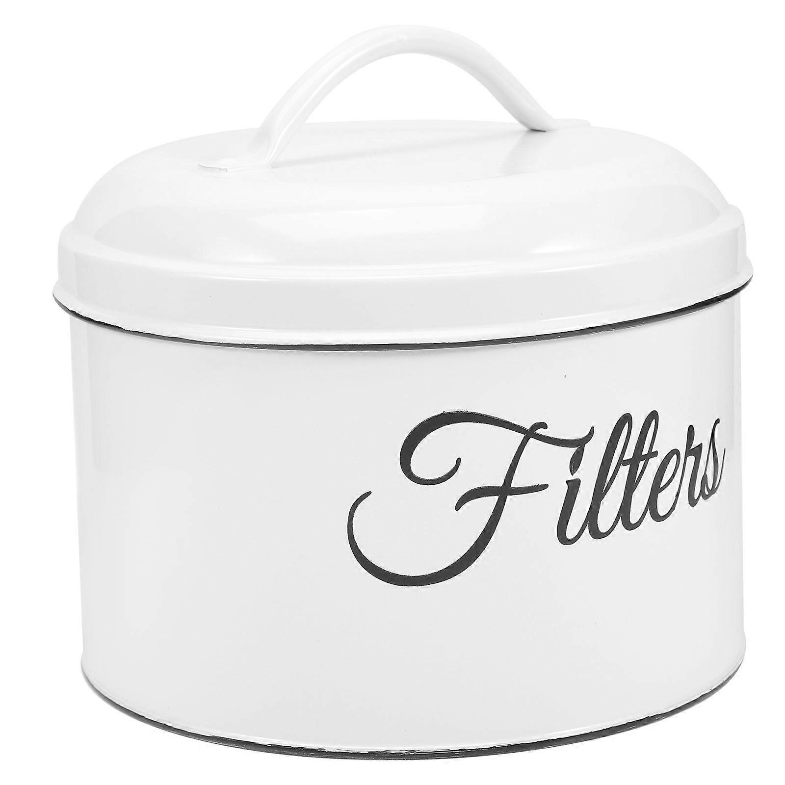 White Galvanized Iron Sealed Jar for Storing Grains Tea Coffee Beans Nuts Space Saving Storage Solution