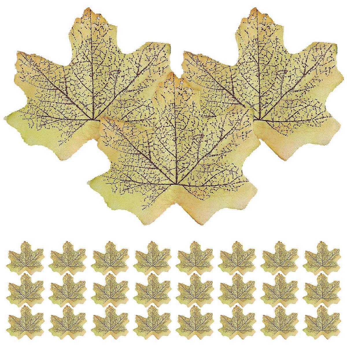 Artificial Maple Leaves Photo Props for Decoration Use Cloth Green Workmanship 50 Pcs