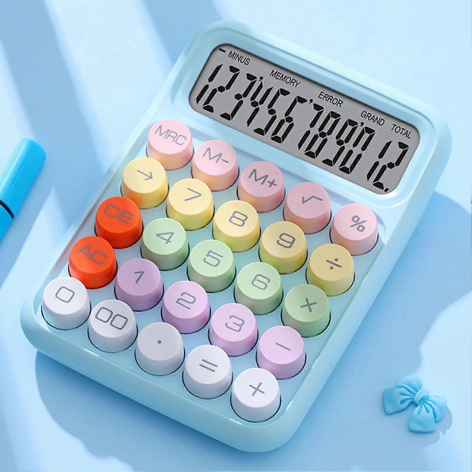 Calculator Multifunctional Coloured Electronic Calculator Mechanical Keyboard Splashproof For School And Home Sky Blue