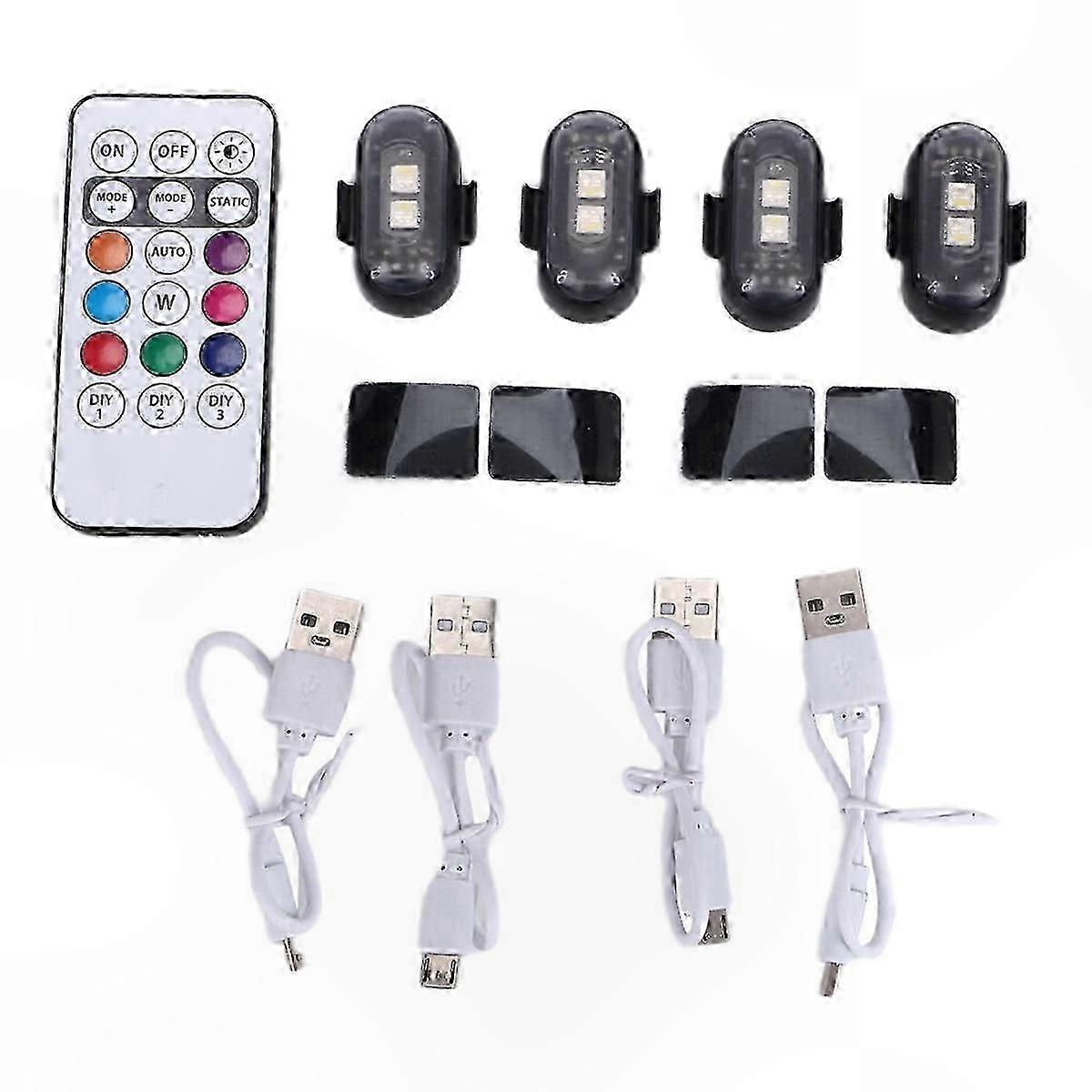 4-Pack LED Strobe Lights with Remote Control for Wireless Operation