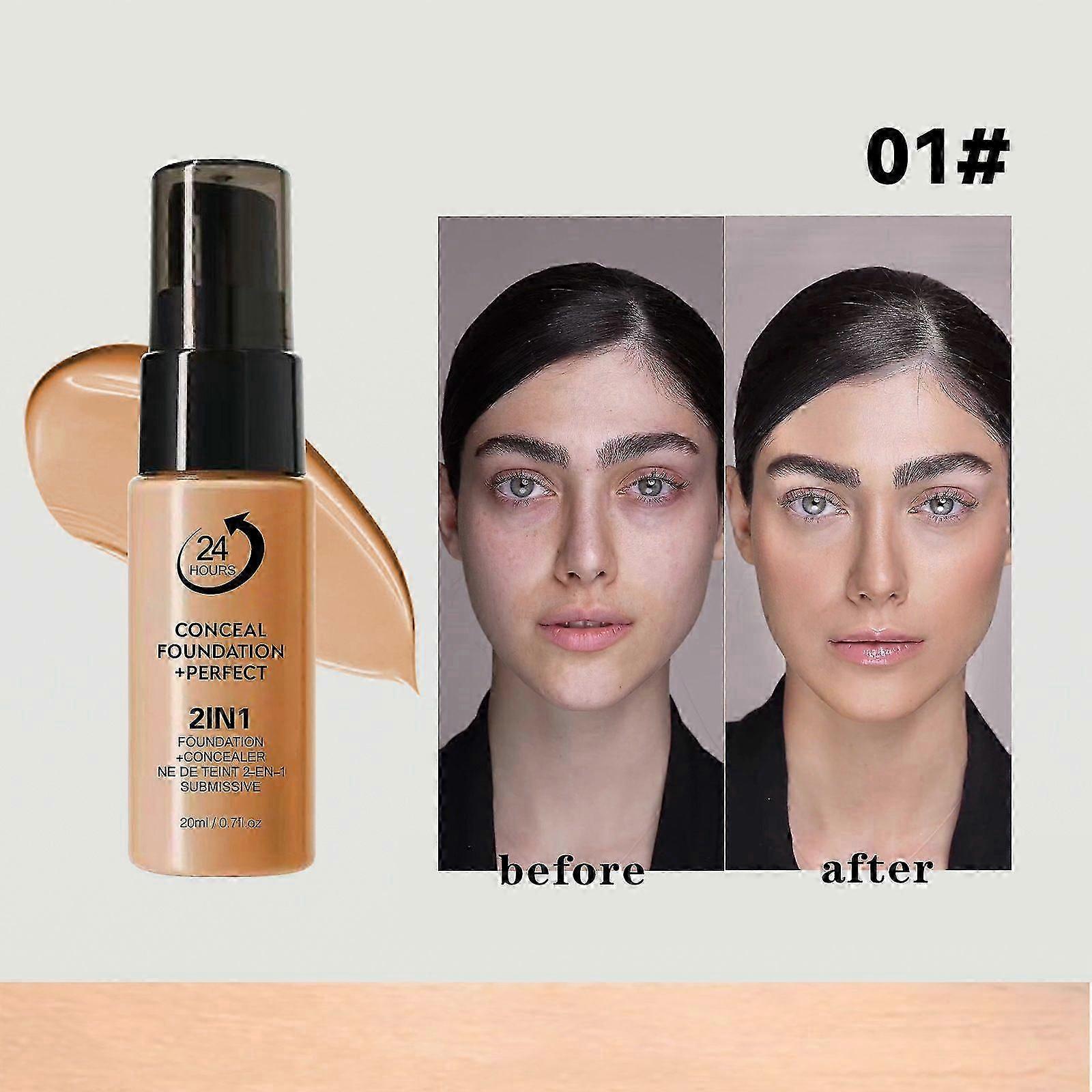 Concealer 2 IN 1 Face Foundation, Long Lasting Waterproof Primer Cream for Mature Skin, Full Coverage Anti-aging Skin Moisturizer, Color Corrector