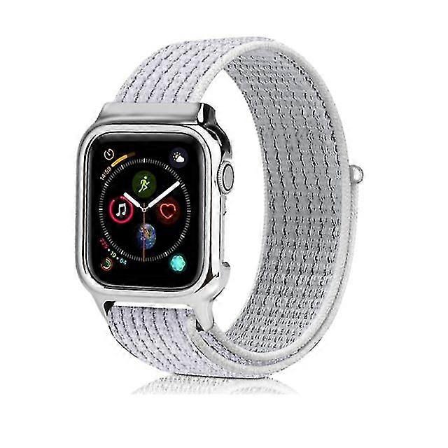 Single nylon watchband with frame for Apple Watch series 4 40 mm white reflective