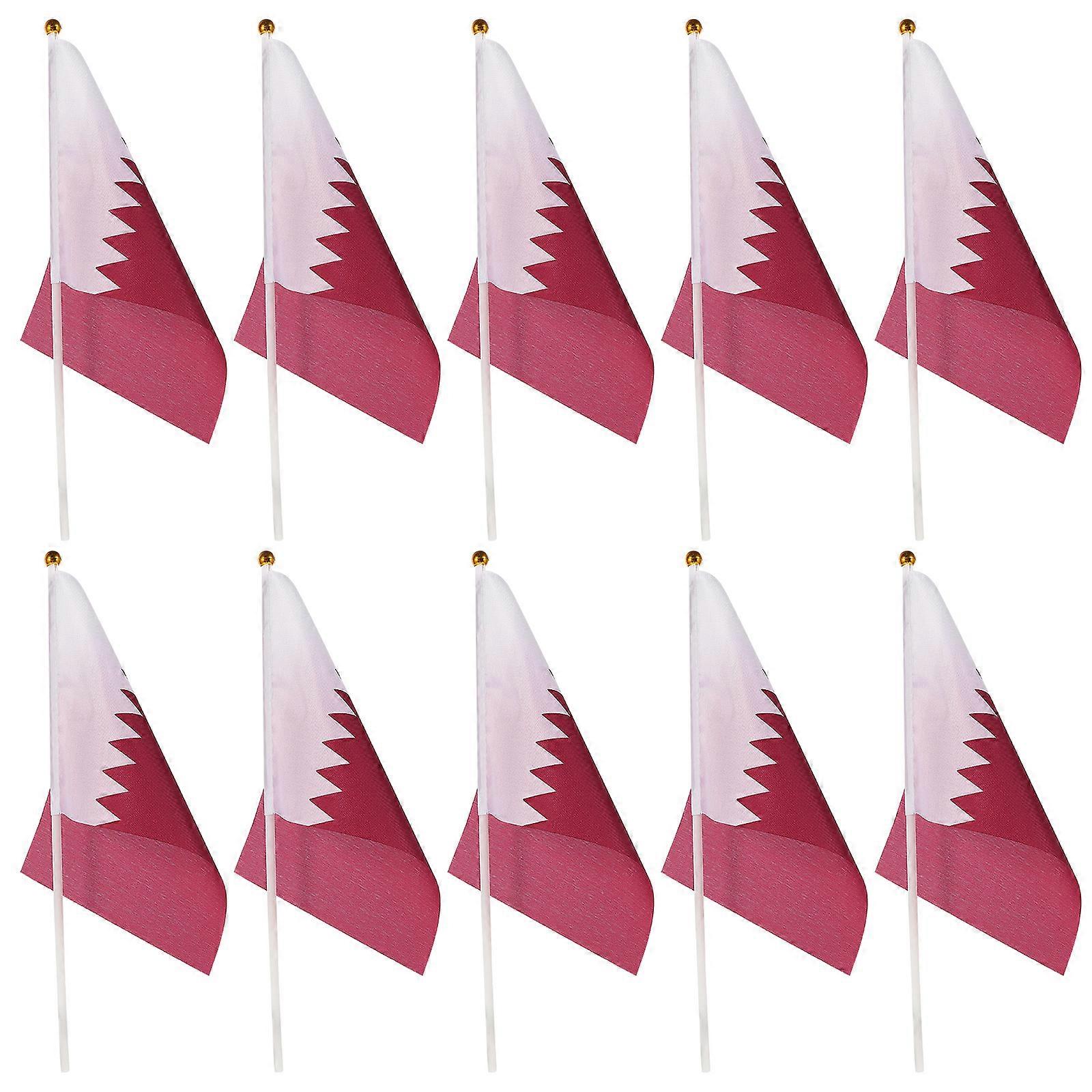 20pcs Handheld Qatar Flags with Sticks – Vibrant & Durable Cheering Signal Flags for Sports Events, Parades, and Parties