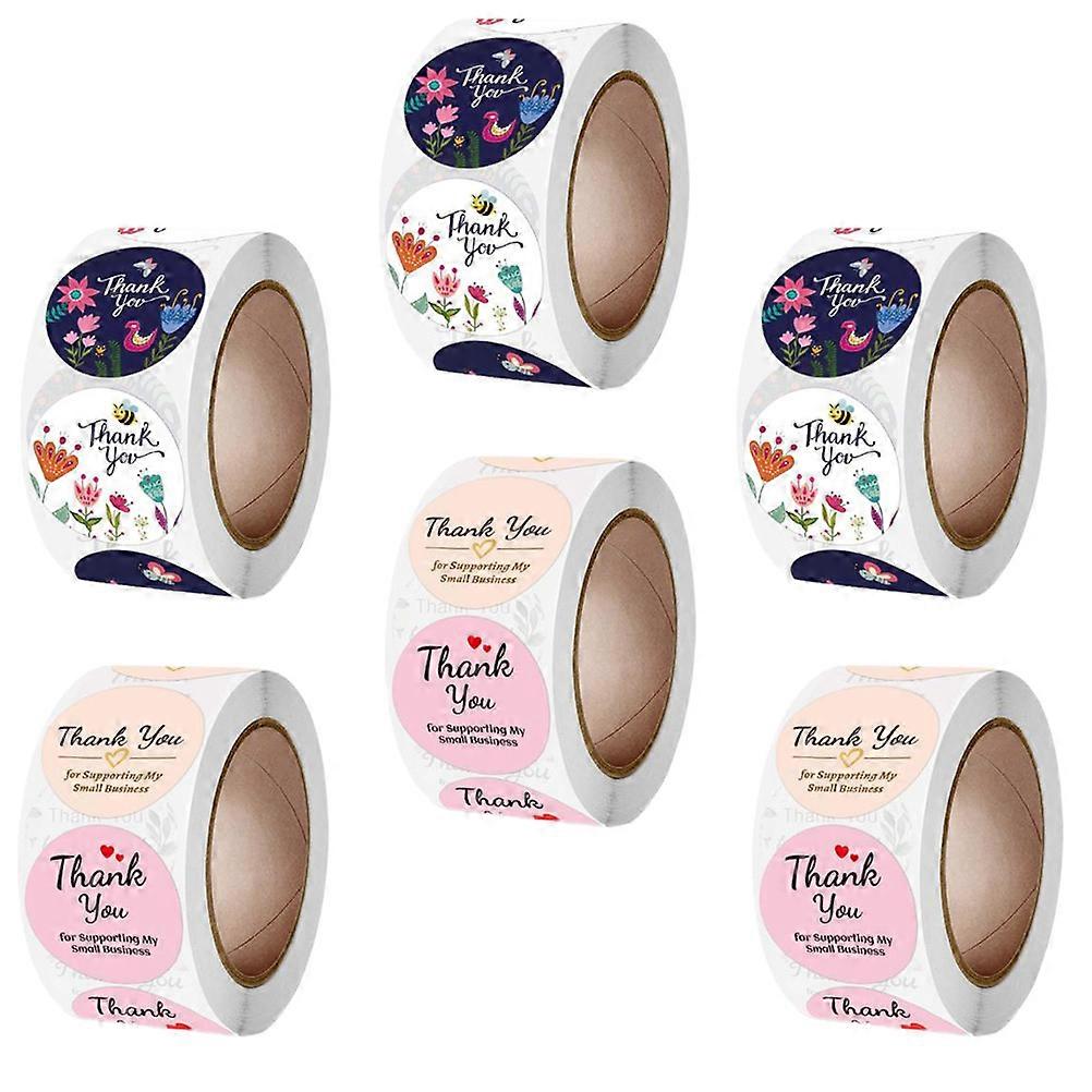 Flower Pattern Sealing Stickers Ideal For Scrapbook Decoration Mother's Day Assorted Color 6 Rolls