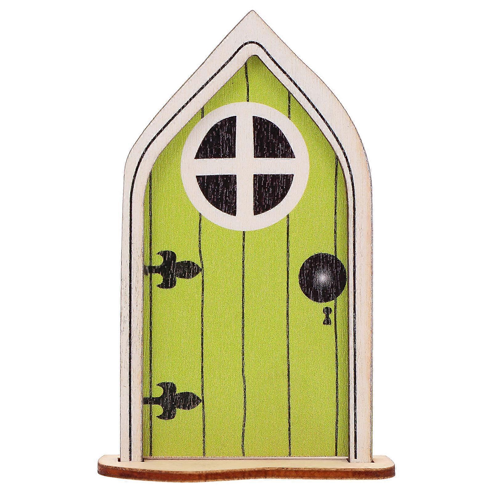 Fairy Door Ornament for Garden Decoration Miniature Wooden Door with Window for Scene Layout, Photo Props, Easy to Move, Craftsmanship Design