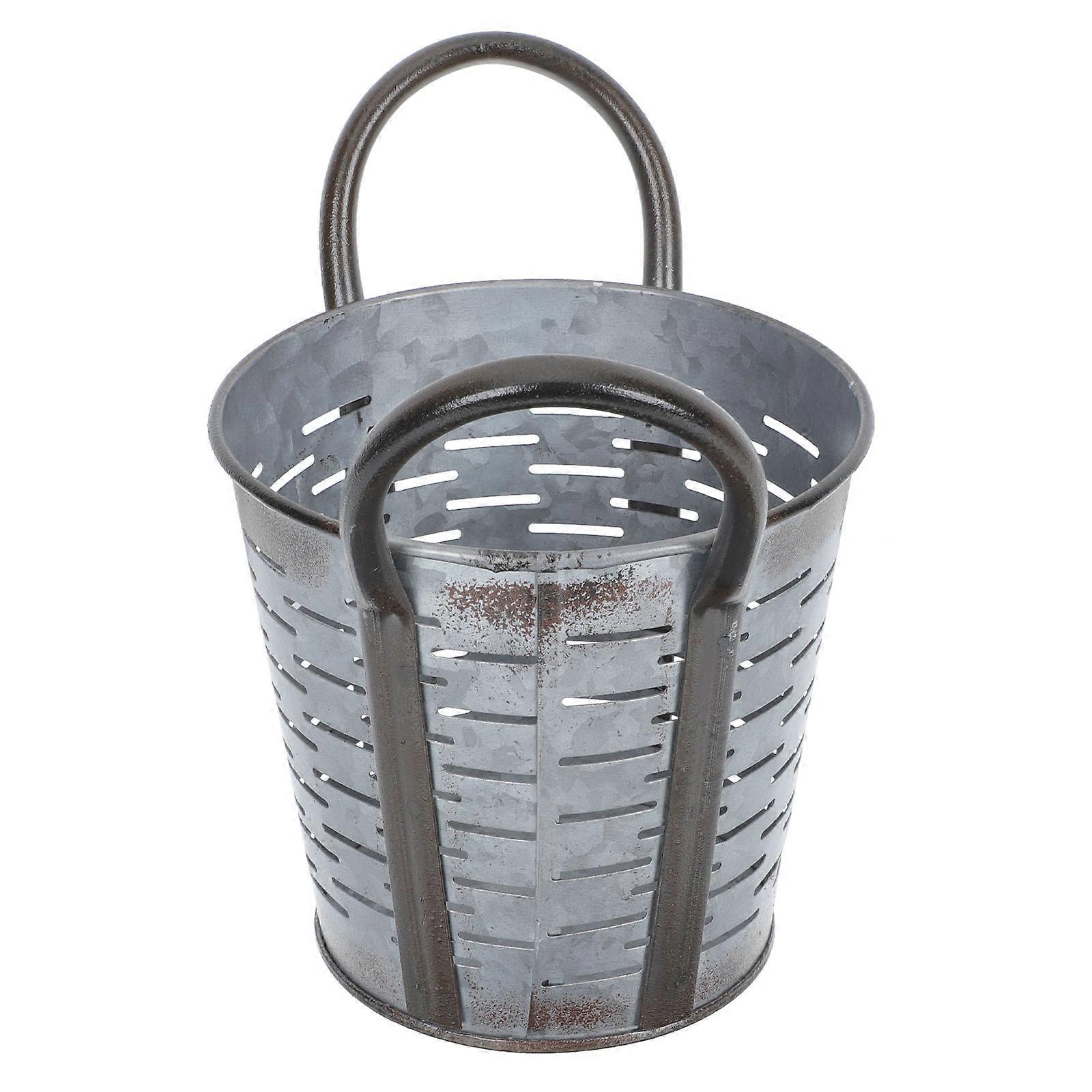 Buckets For Flower Display Flower Arranging Holder Retro Design Black 12.5x11.5cm Storage 1Set