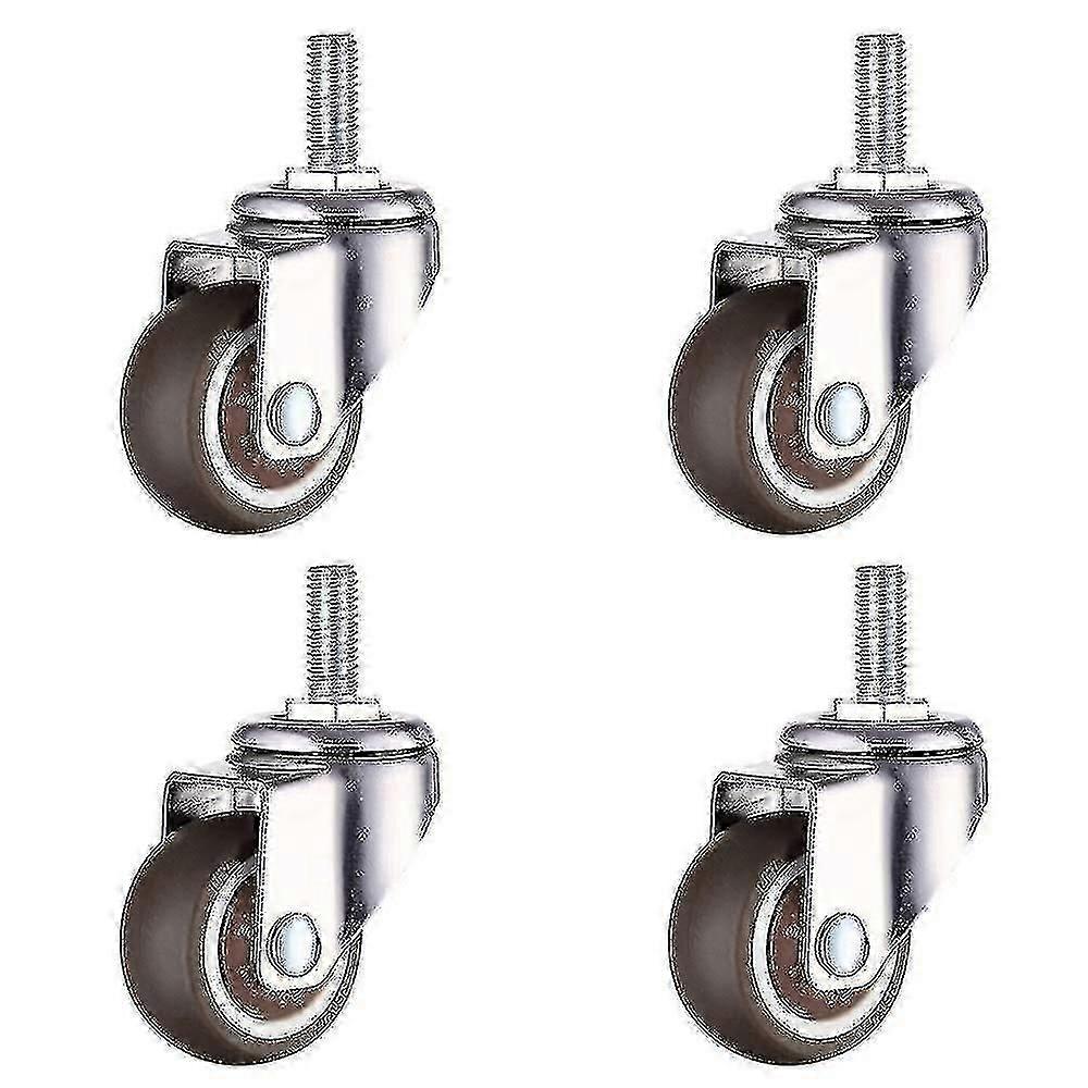 20 Kg / 44 Lb Capacity Per Wheel - M8 Threaded Stem Caster For Furniture Hand Trolley - Set Of 4 Casters (2 With Brake, 2 Without Brake)