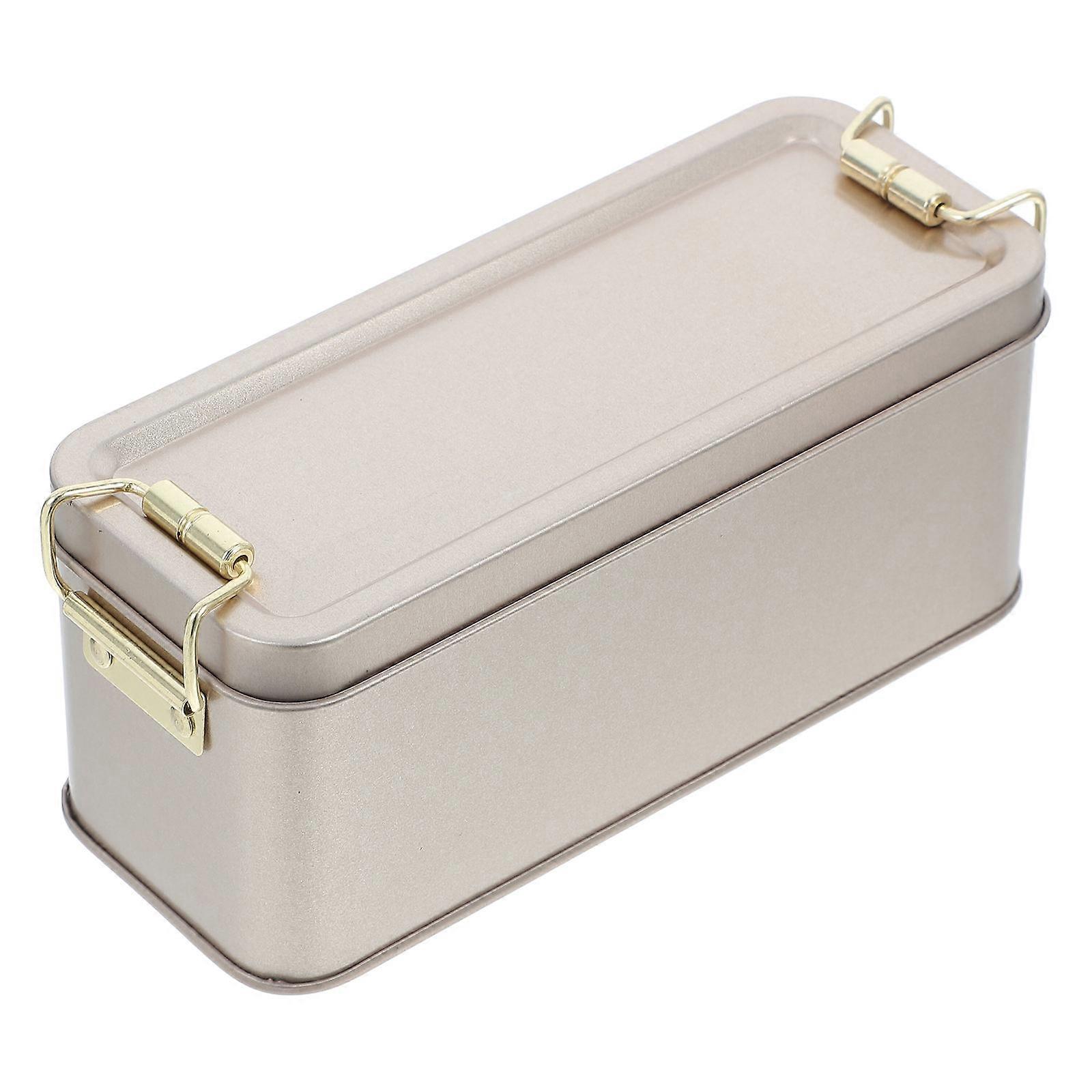 Golden Pulley Buckle Candy Box for Storage Use Made from Iron Keeps Food Fresh Reusable Rectangular