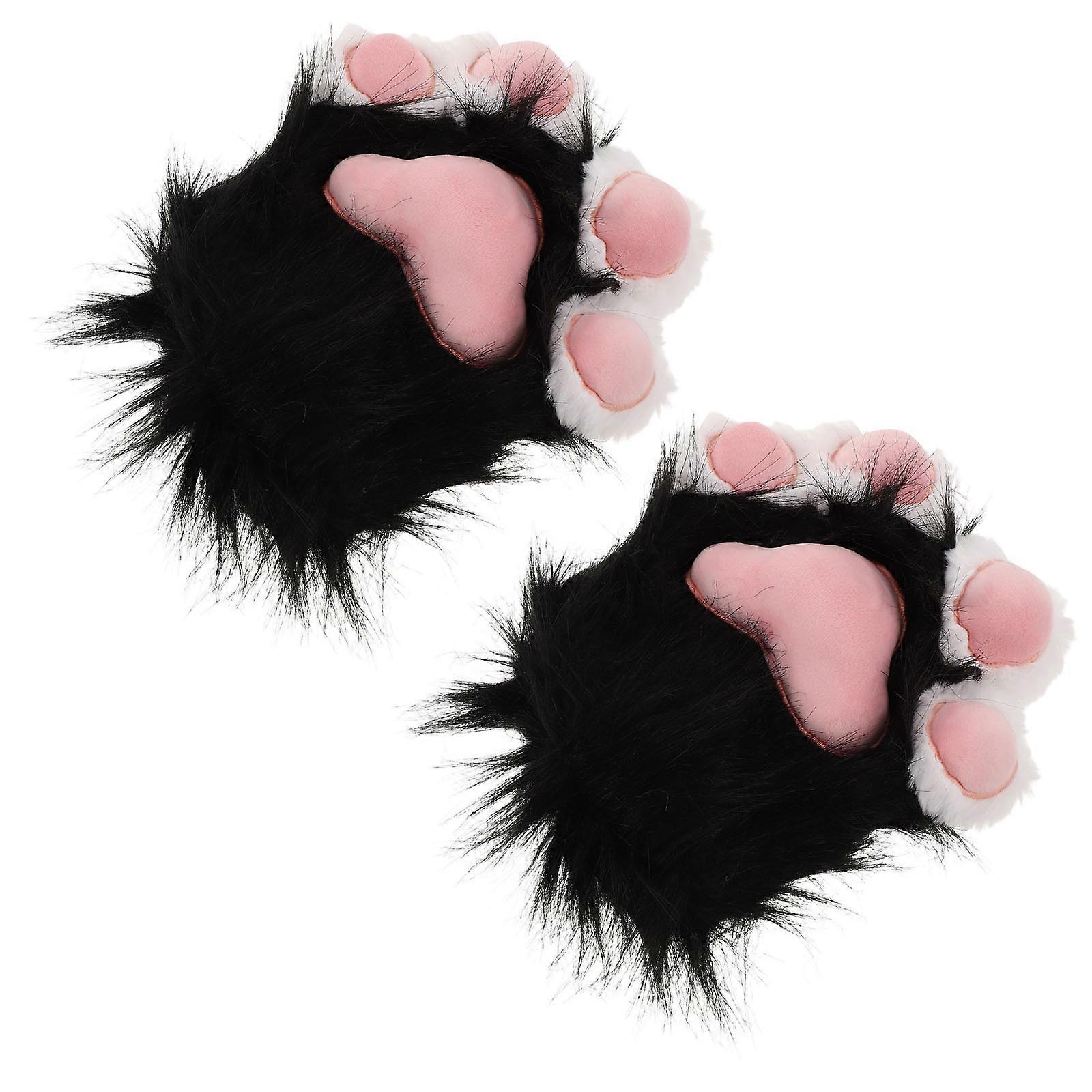 Plush Furry Cat Paws 1Pair Multi Interactive Paw Gloves for Cosplay