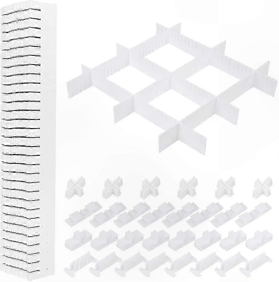 Adjustable Plastic Drawer Dividers for Socks, 40 Pack, 40.5 x 5cm, Organizer Grid for Storage Solutions