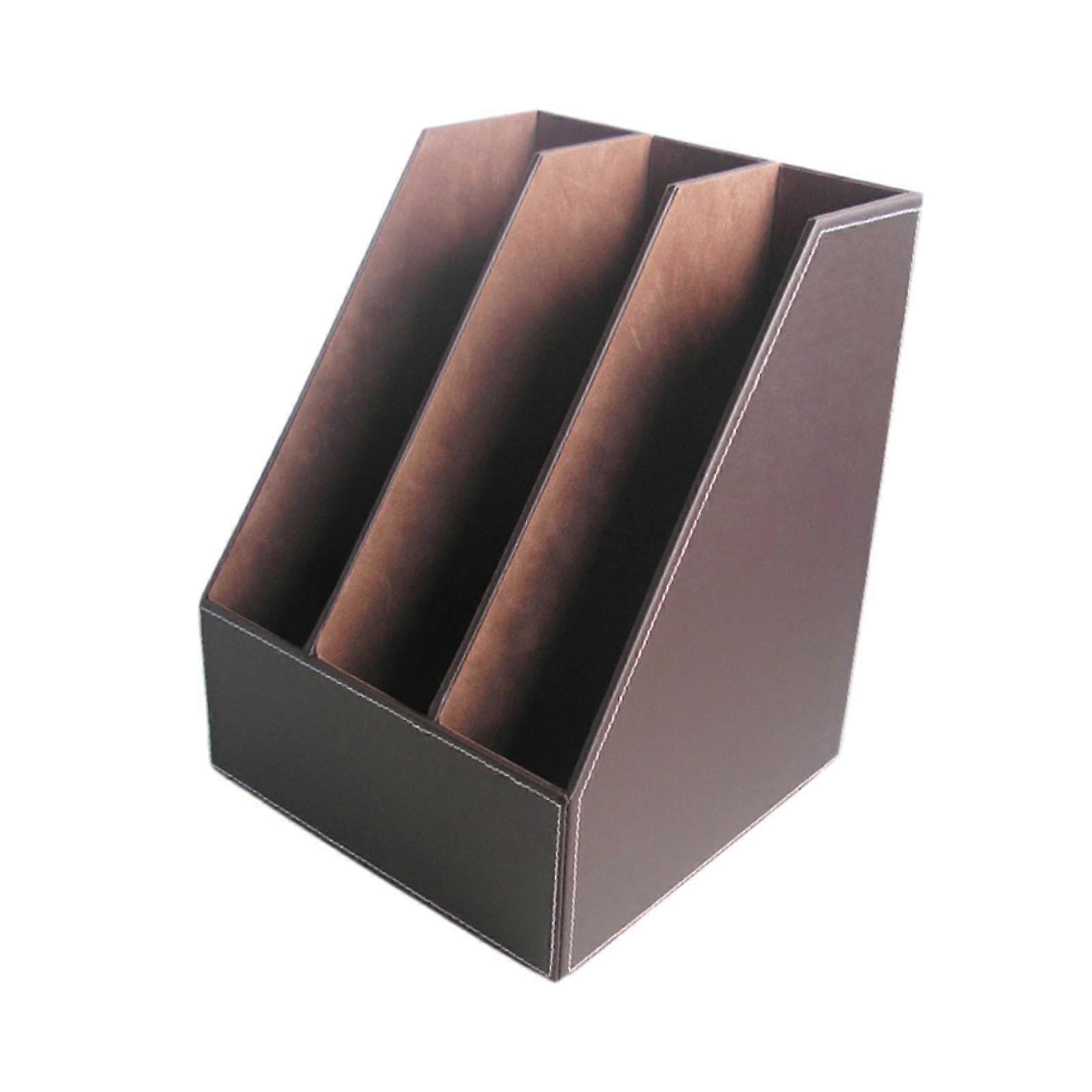 Vertical Document Holder for Desk and Office, Brown, Adjustable Size, Durable Material, Modern Design