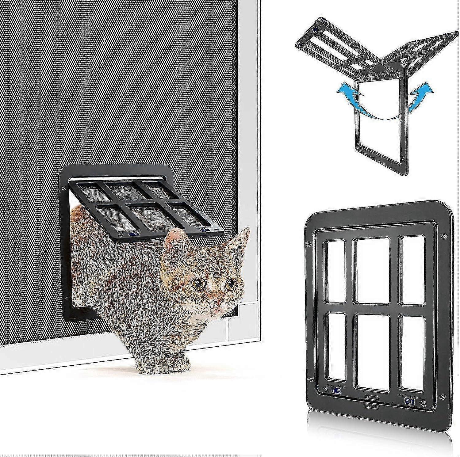 Fly screen dog flap with magnetic seal and 4-position switches