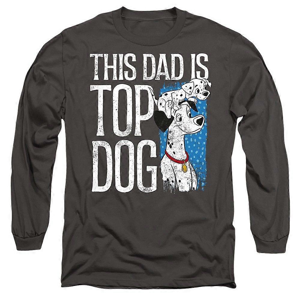 101匹わんちゃんこのお父さんはトップドッグ長袖Tシャツ、ライトグラファイトTTXX1578