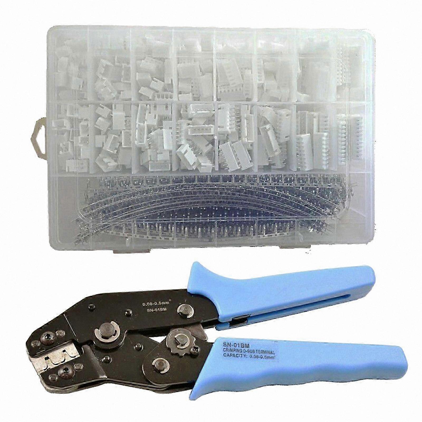 900 Pieces 2.54mm Pitch Terminal Connector Kit with Crimping Pliers Tool for Electrical Wiring Projects