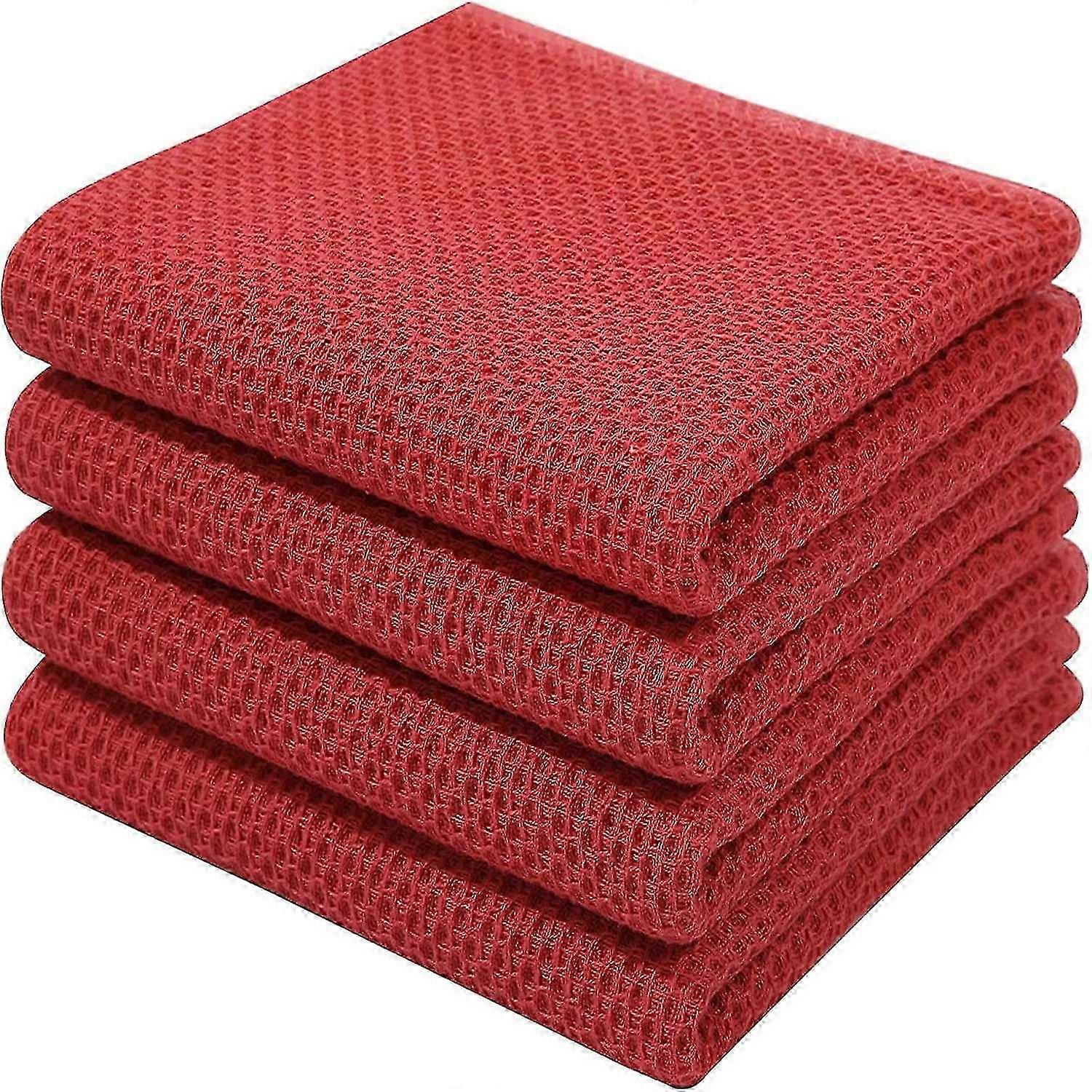 6pack 100% Tea Towels Kitchen Dish Clean Hanging Loop S20241230694434*73cmRed