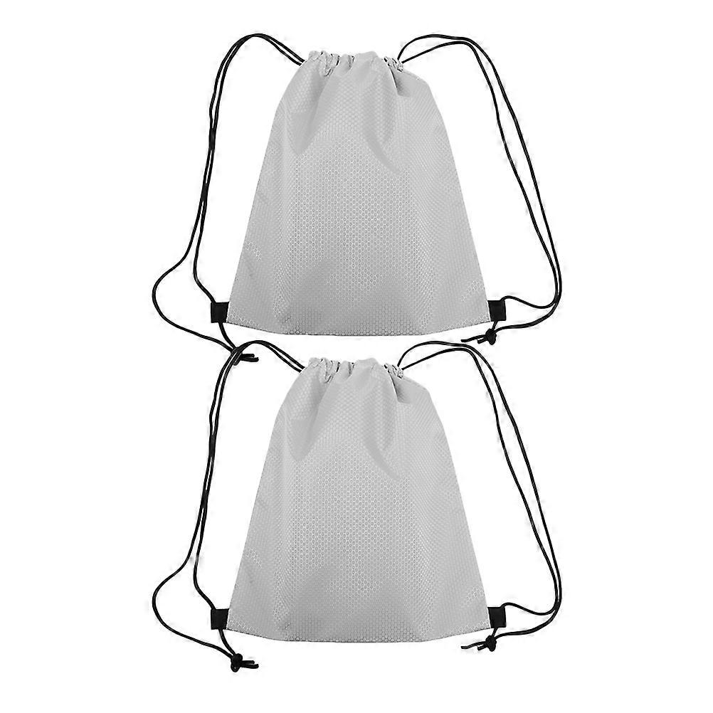 Large Capacity Drawstring Shoulder Bag Travel Equipment For Camping Use Grey 2Pcs