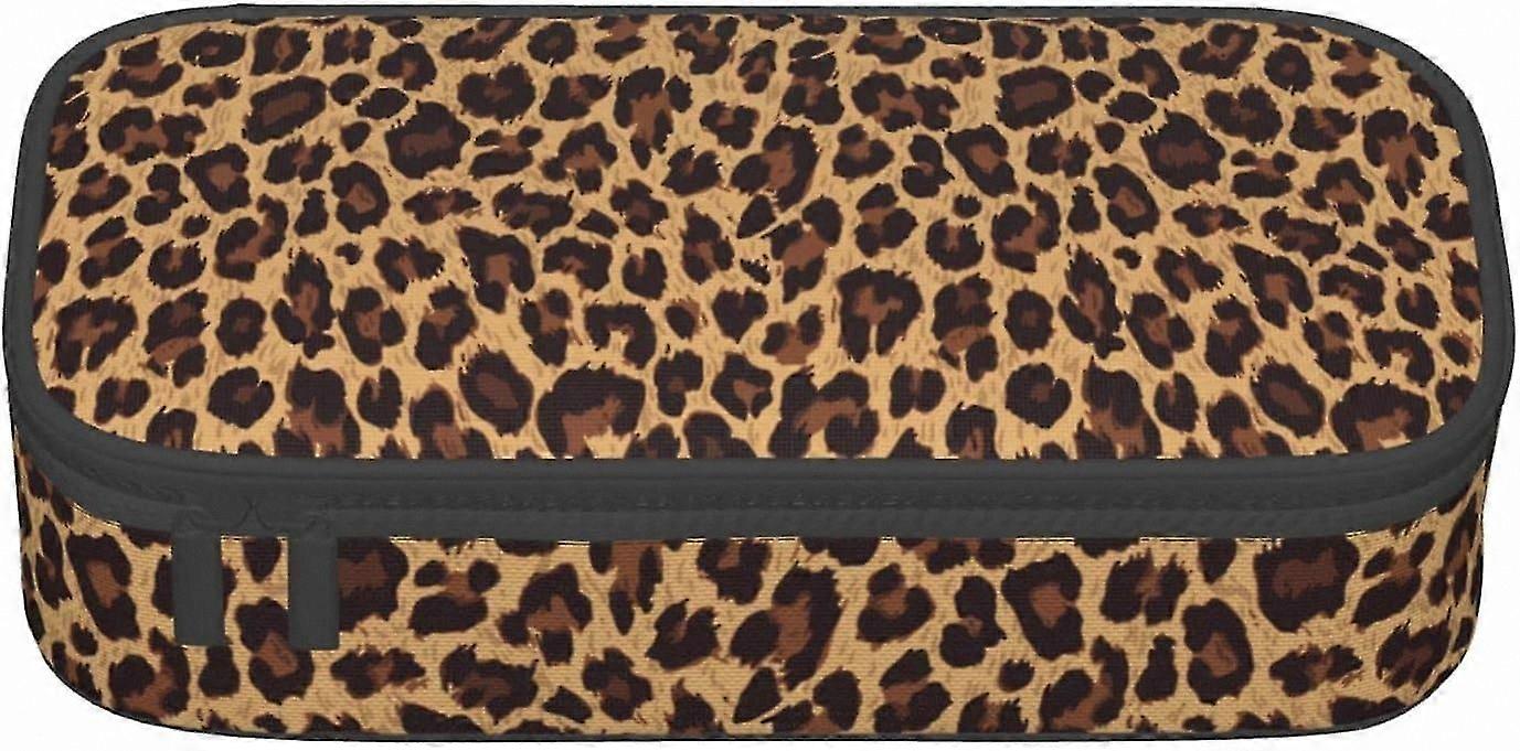 Leopard Print Pencil Case - Large Zipper Pouch for School Supplies, Pen and Pencil Organizer for Kids