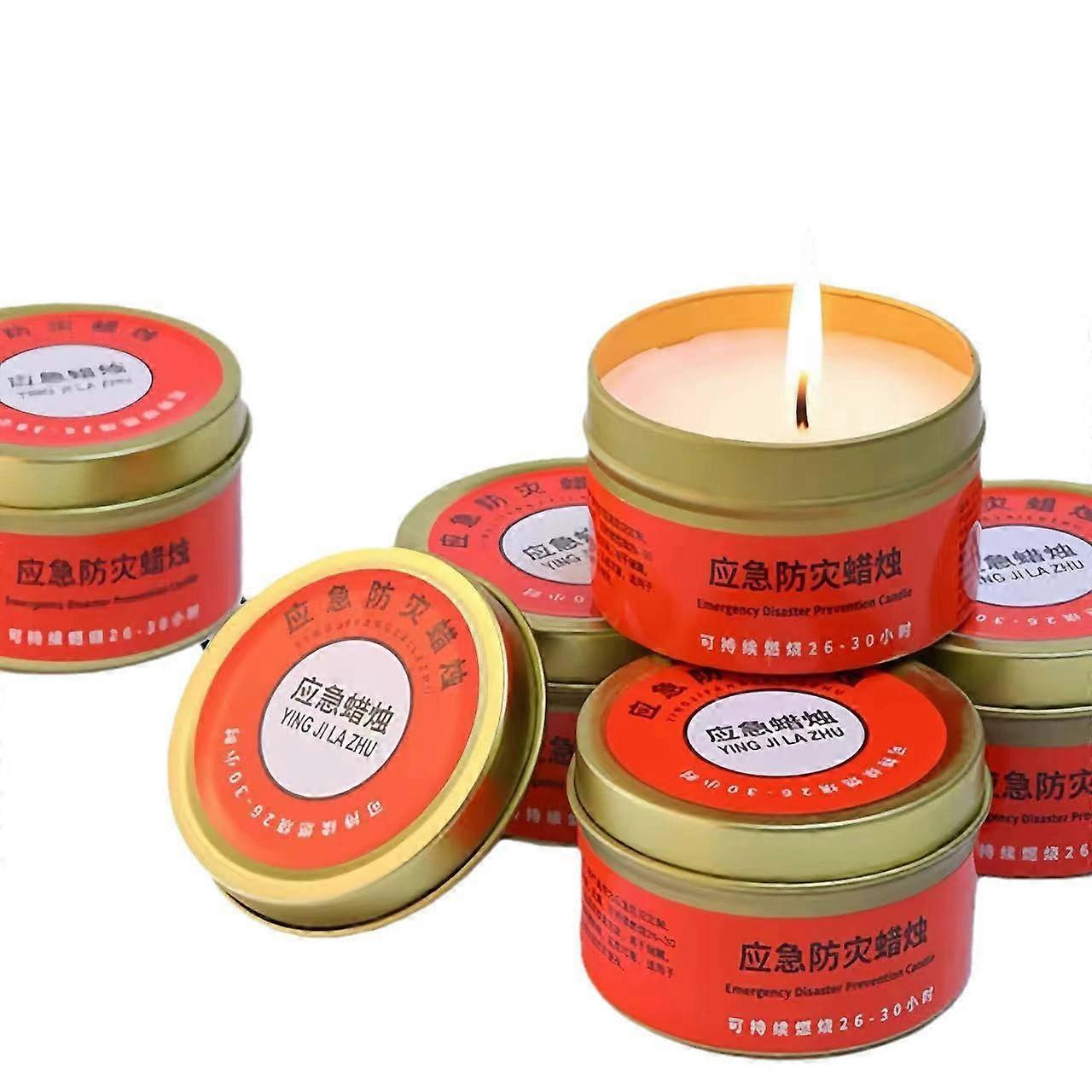 Survival Candle Five-Piece, 30-Hour Burn Time, Portable Emergency Candles for Outages, Camping Disaster Prevention