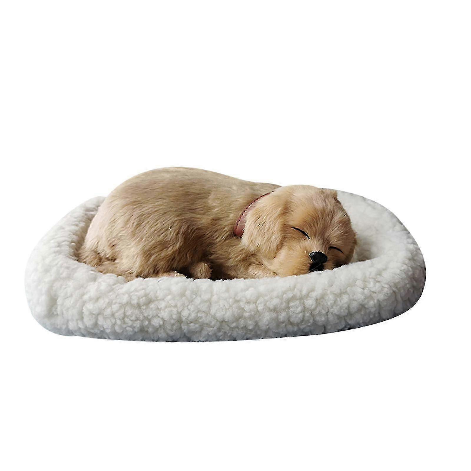 Sleeping plush dog for home decor with cozy breathing feature