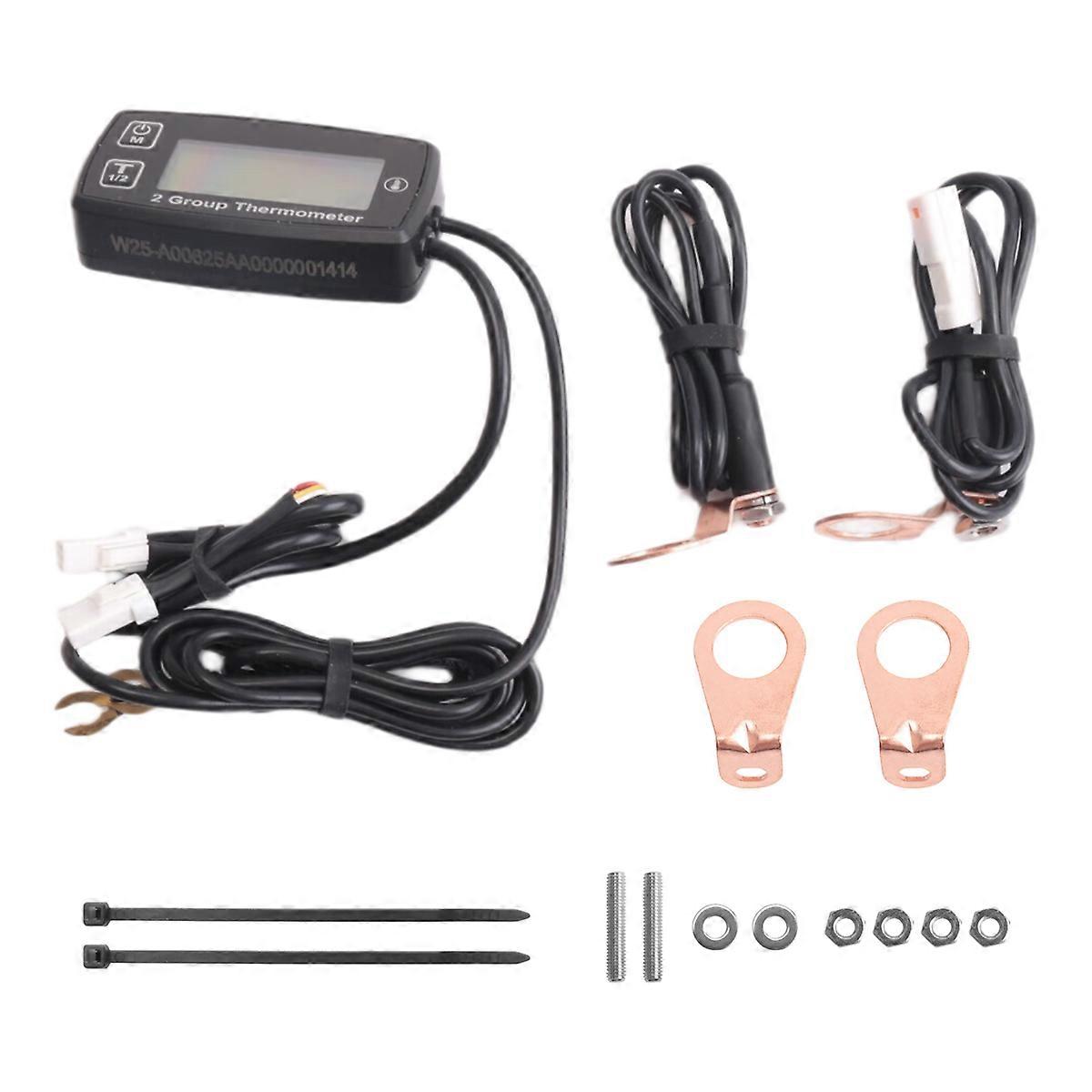 Dual Channel LCD Thermometer Engine Temp Gauge Meter Digital Display with RL-TS002 Sensor for Motorc