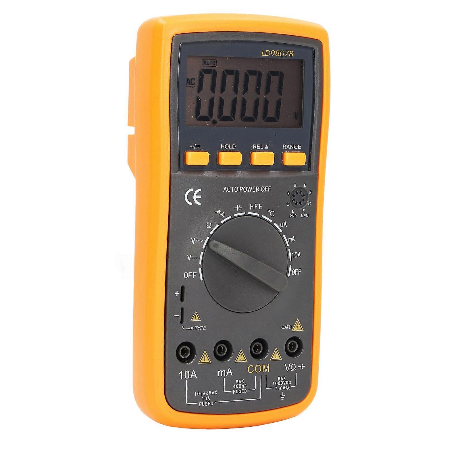 LD9807B Digital Multimeter with Backlight Display Temperature Probe Voltage Current Tester Resistance Capacitance Meter