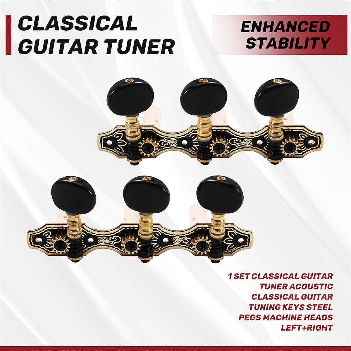 1 Set Classical Guitar Tuner Acoustic Classical Guitar Tuning Keys Steel Pegs Machine Heads Left+Right