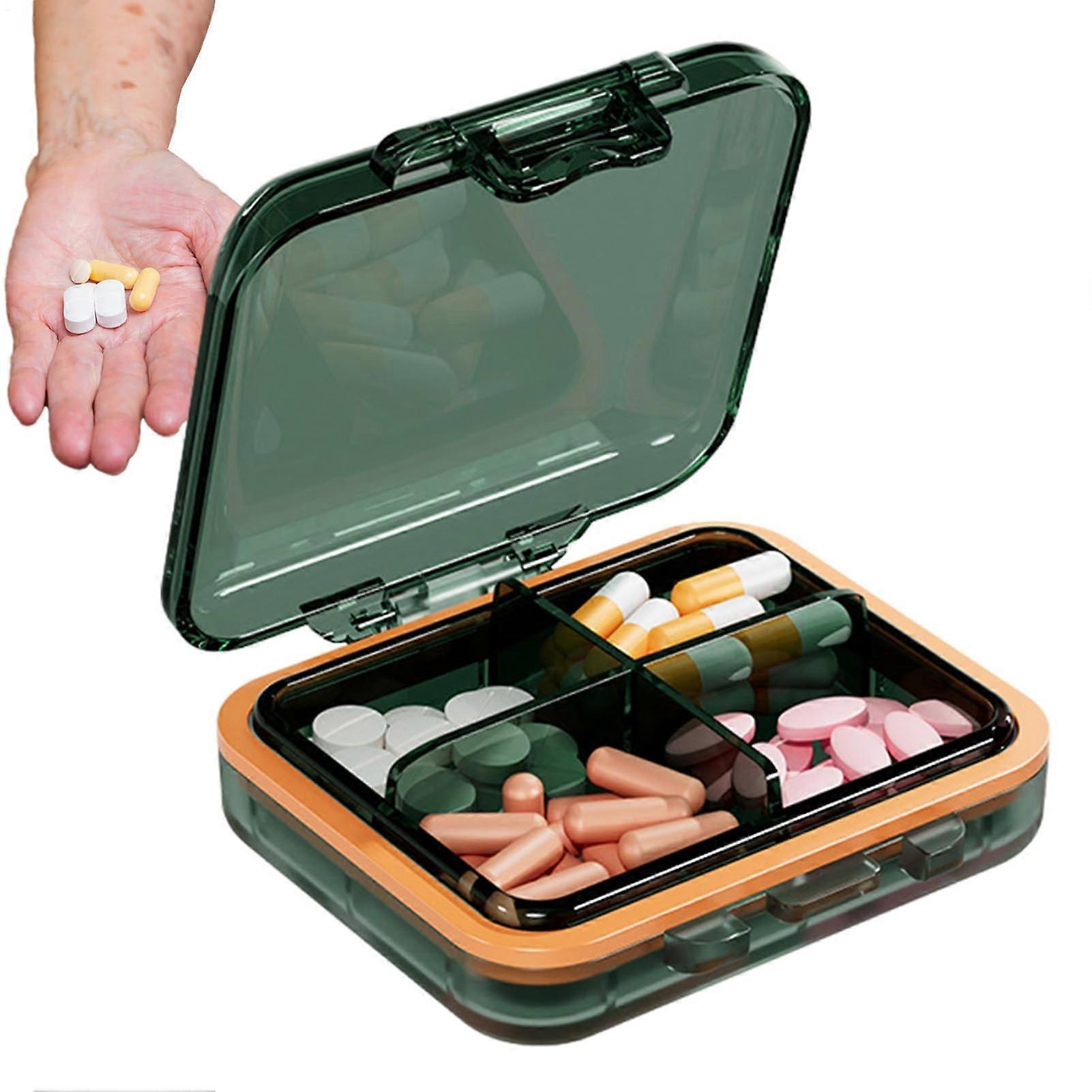 Compact Travel Pill Box, Soft Silicone Compartment, Secure Closure, Protective Lid, Portable Medical Organiser For Tablets