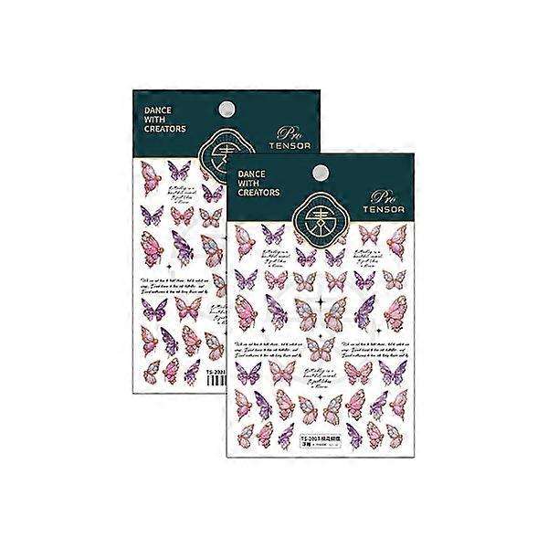 2 pcs 5D Thin Durable Three-Dimensional Manicure Stickers Butterfly