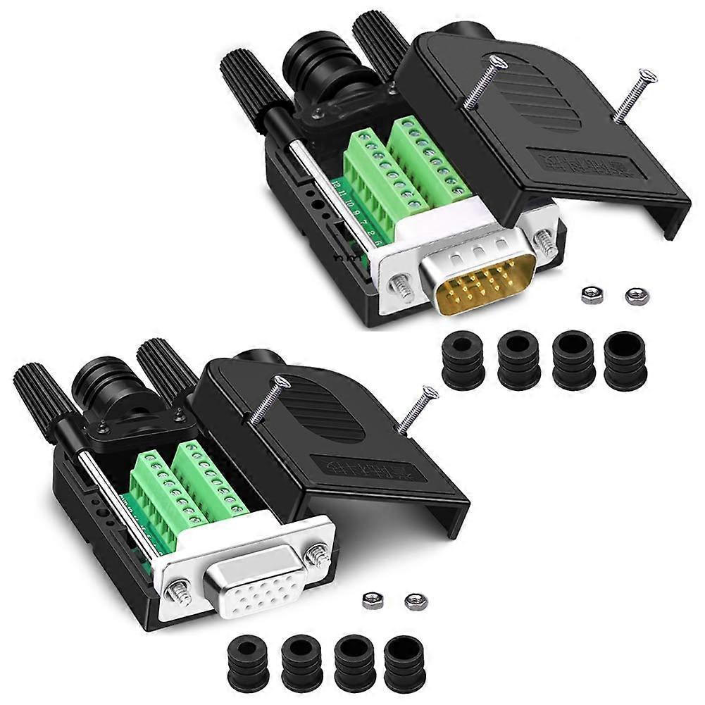 VGA Solderless Quick Connector 16mm Thinner 39 DB15 3Row Serial Plug To 15Pin Breakout Board For VGA 37/36/34/32
