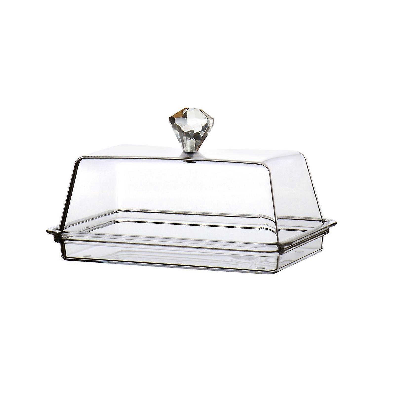 Butter Dish with Lid, Acrylic Clear Rectangular Container with Quick Access Handle for Kitchen (S Size)
