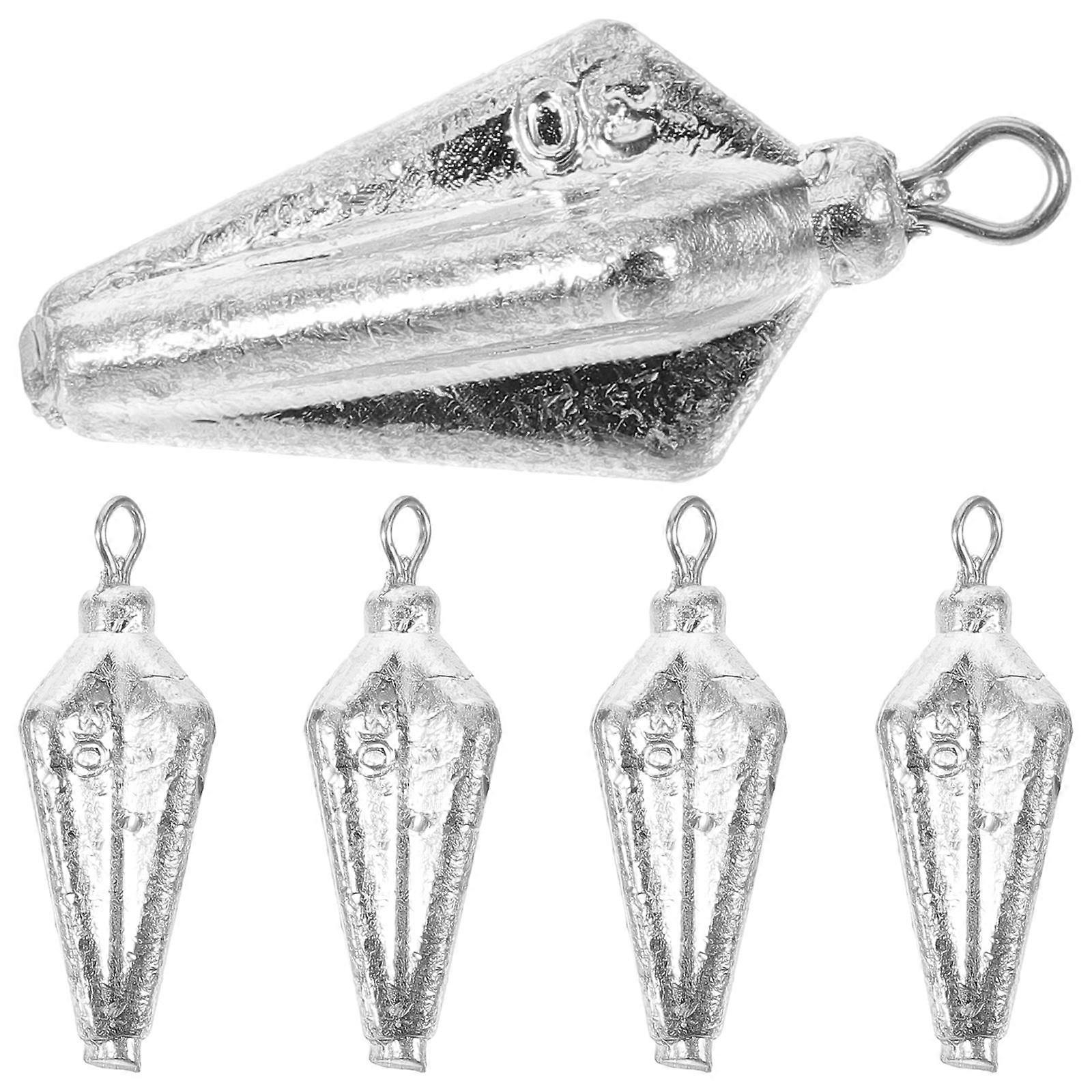 Metal Fishing Drop Weights with Hanging Function 5Pcs Silver Sinkers